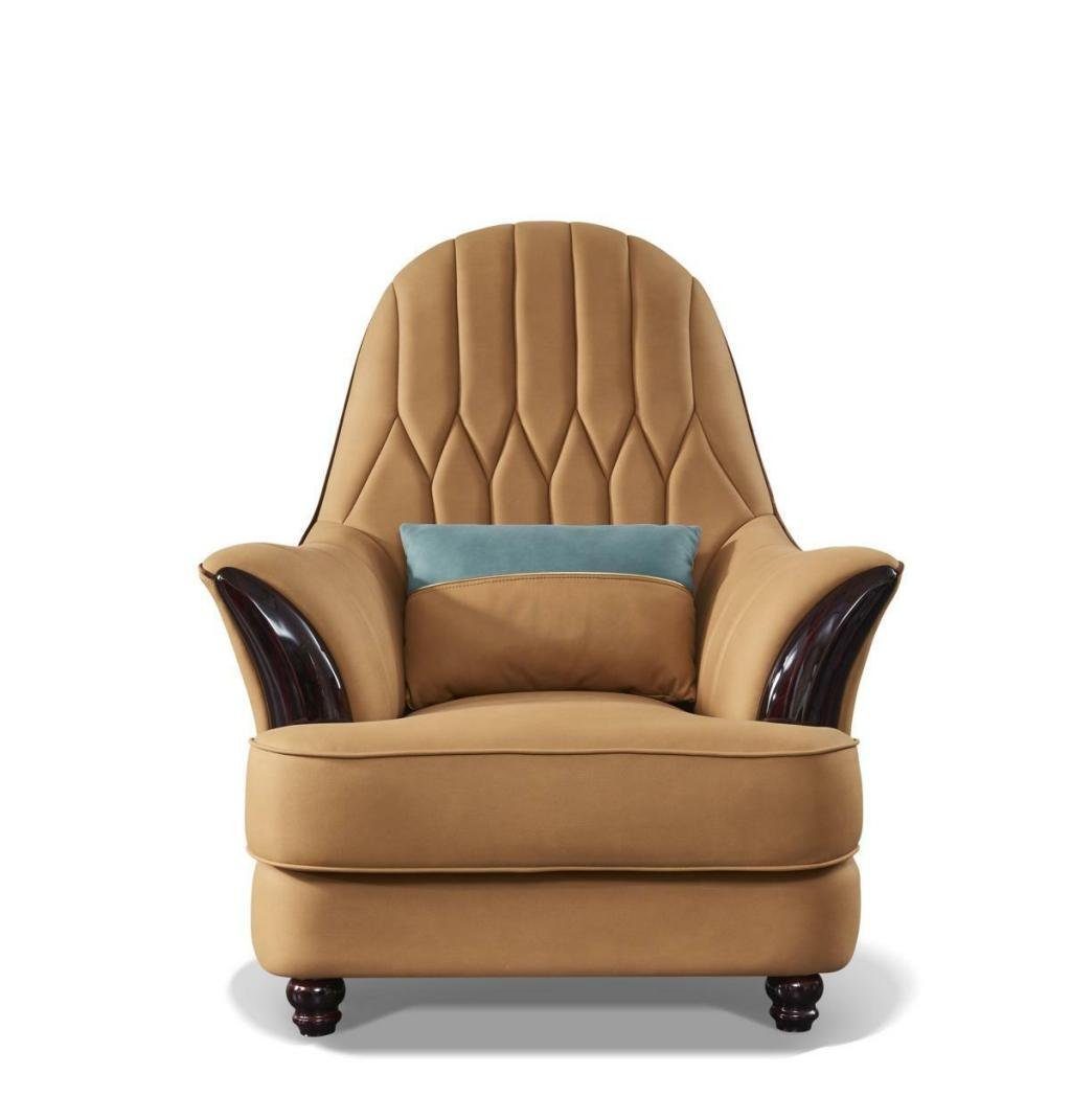 JVmoebel Sessel Sessel Design Couch Sofa Sitzer Luxus Braun Neu Relax Leder Lounge