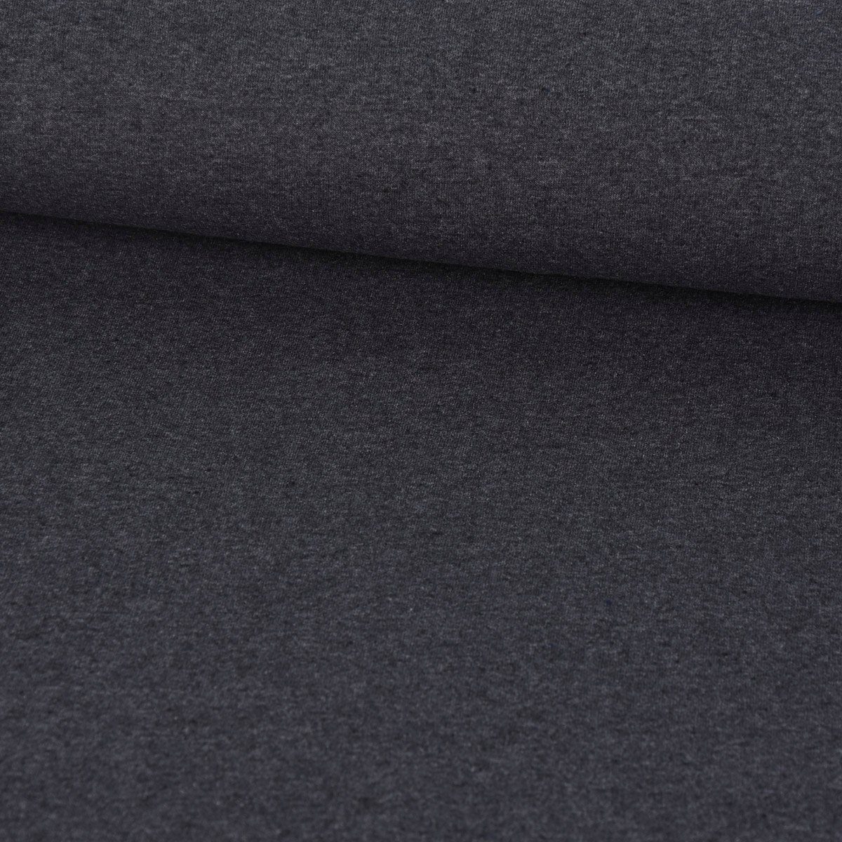 SCHÖNER LEBEN. Stoff Baumwolljersey Jersey Recycling uni dunkelgrau meliert 1,5m Breite, aus recyceltem Material