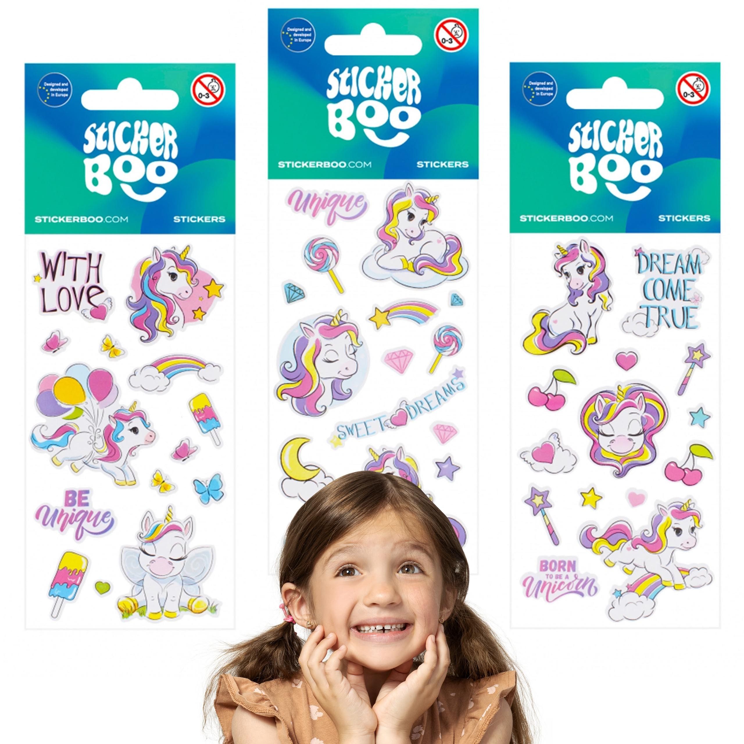 Sarcia.eu Stickerbuch Sticker Set für Mädchen, bunte Sticker Einhorn
