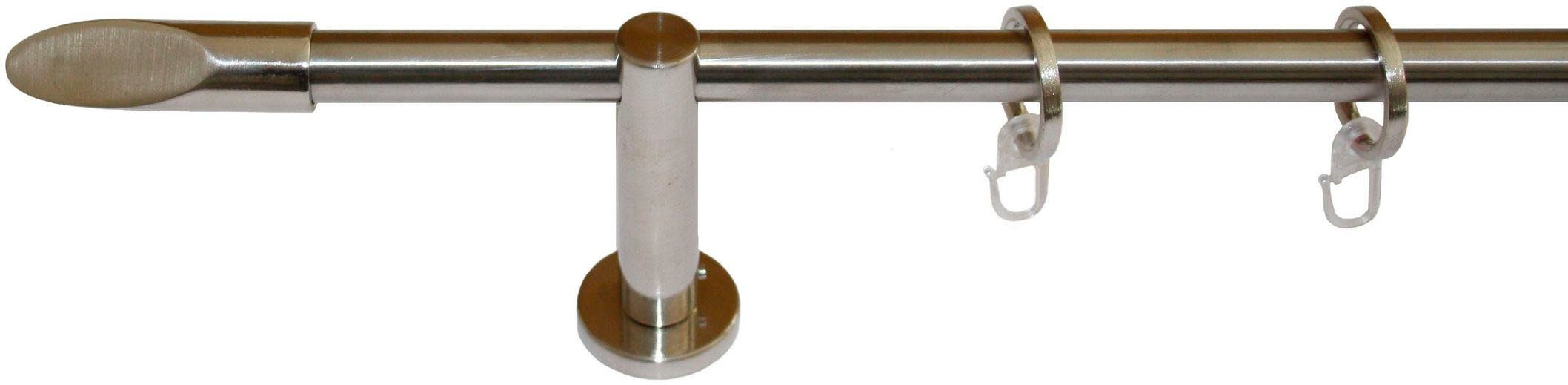 GARESA Gardinenstange MARBELLA, Ø 20 mm, 1-läufig, Wunschmaßlänge, mit Bohren, verschraubt, Metall, Vorhanggarnitur, verlängerbar, Wandmontage, mit Ringe und Haken