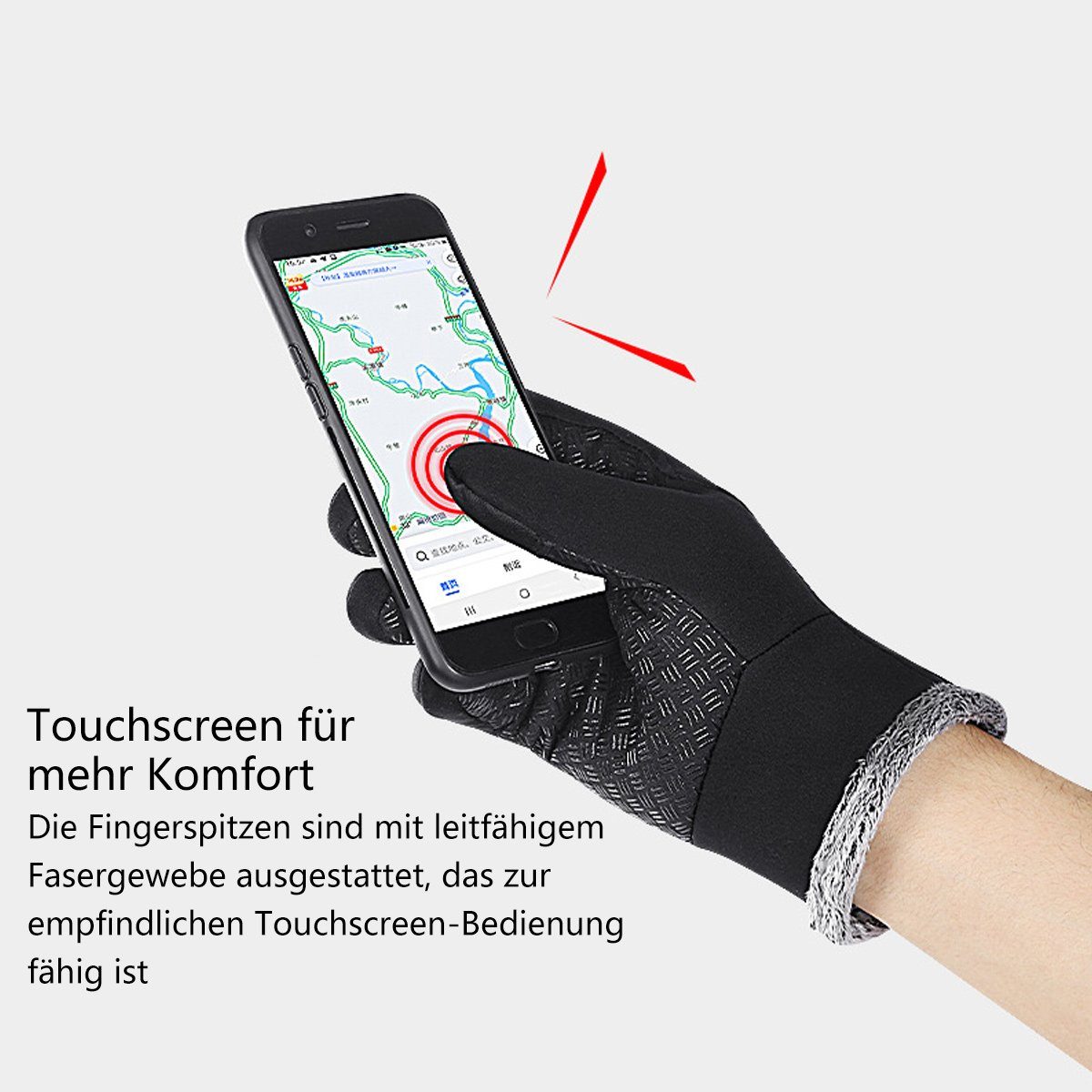 Handschuhe,für Herren Strickhandschuhe Jormftte Schwarz2 Winterhandschuhe Damen Touchscreen und Thermo