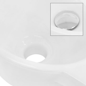 LuxeBath Waschbecken Aufsatzwaschbecken aus Keramik für Badezimmer/Gäste-WC, Handwaschbecken Oval 37,5x19x14 cm Weiß rechts Hahnloch