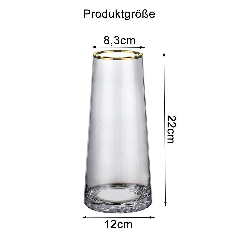 Öffnug für mit Linie Pampasgras Dekovase aus Vase Glas, Vasen zggzerg Bleifreiem Golden