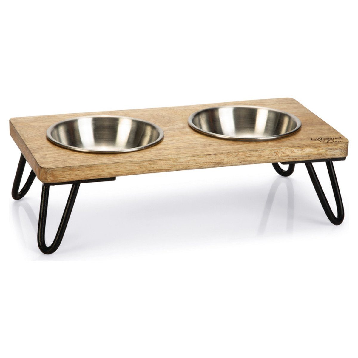 Napf-Set Holz Katzennapf Set Linga braun