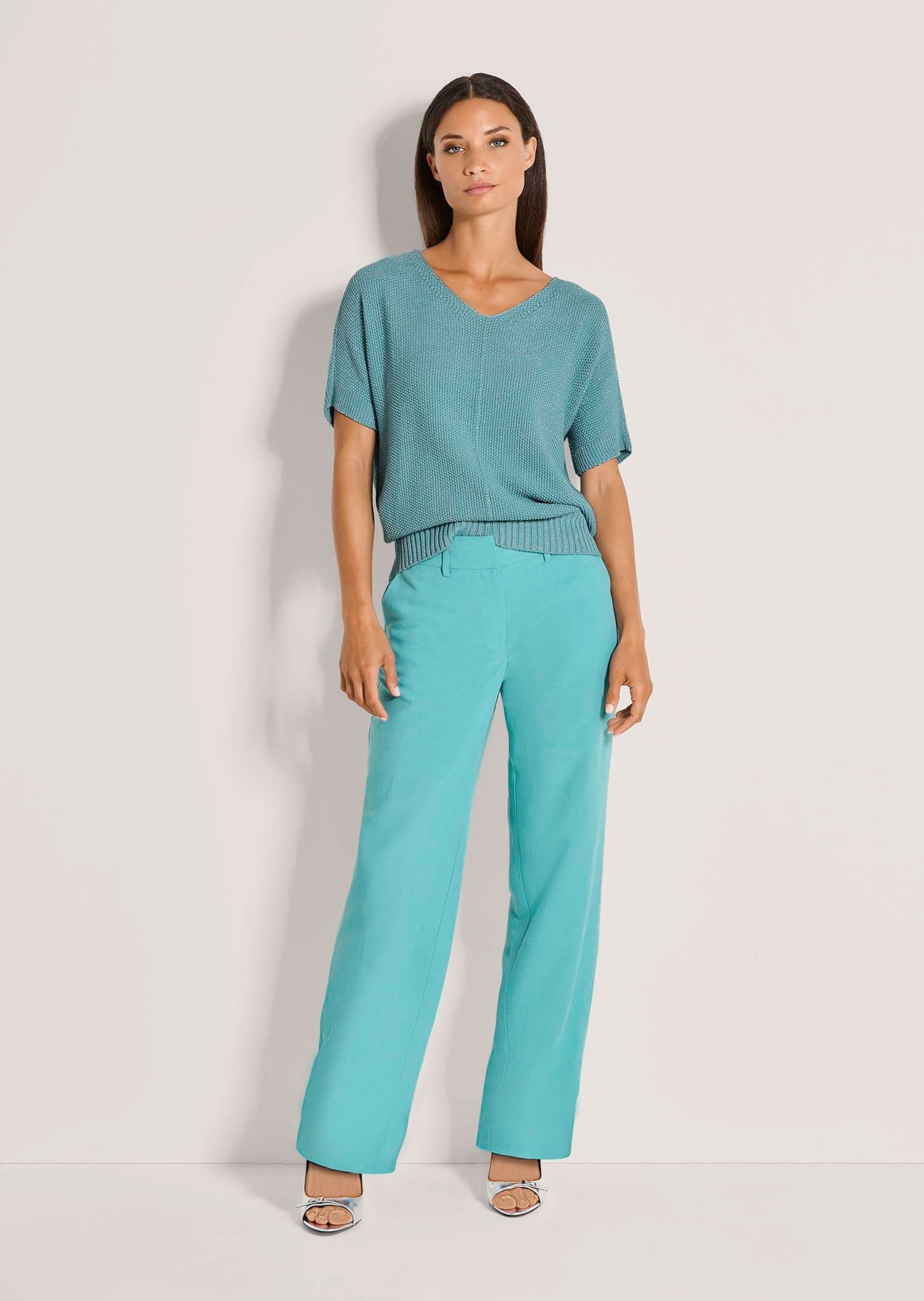 MADELEINE Stoffhose Elegante Sommerhose mit weitem Bein Leinenhose mit Form günstig online kaufen