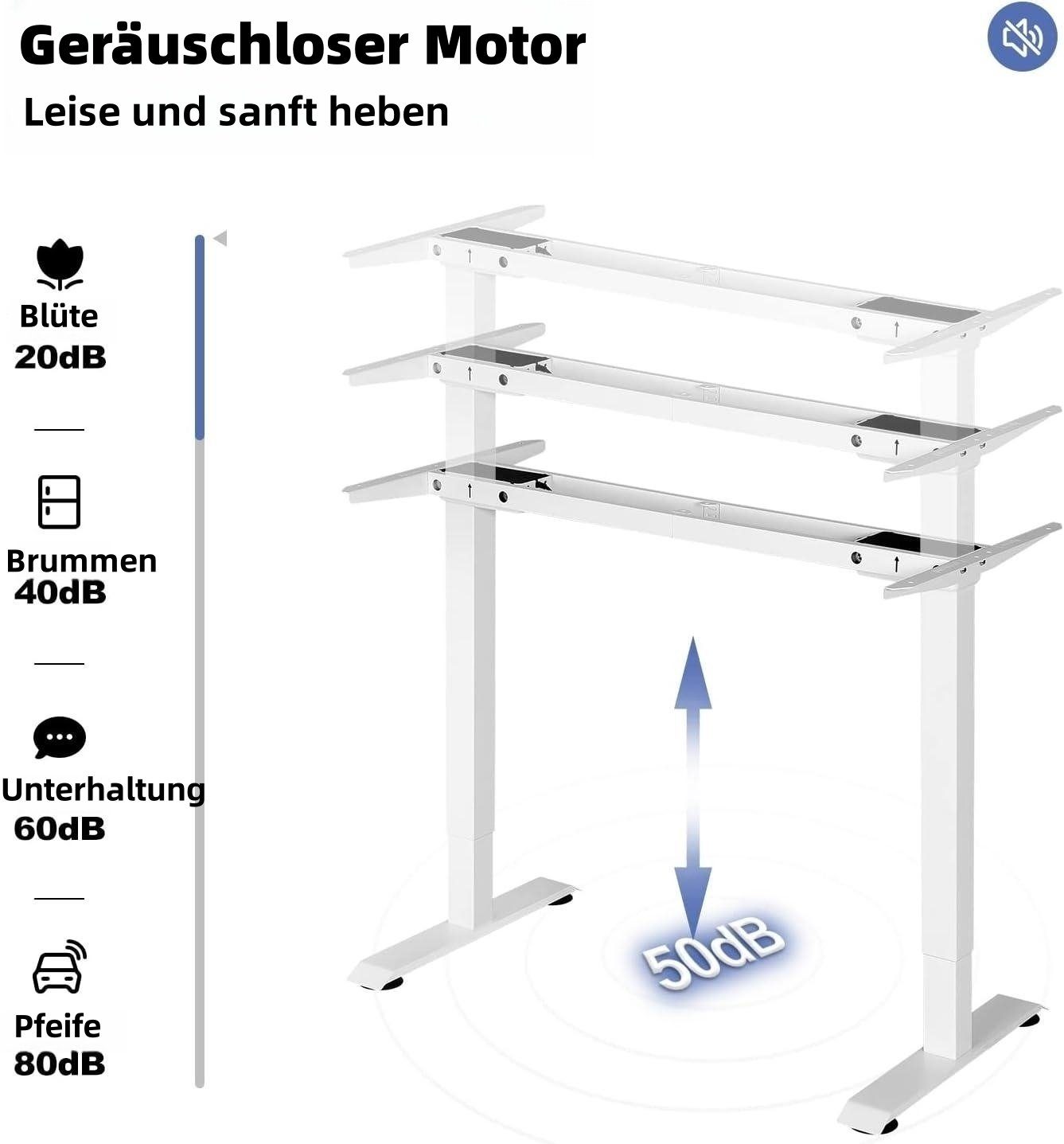 höhenverstellbar mit Tischgestell Woltu weiß (1-St), Memory-Funktion Schreibtisch