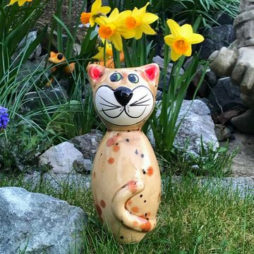 Tangoo Gartenfigur Tangoo Keramik-Katze MINI hellbraun Effektglasur, (Stück)