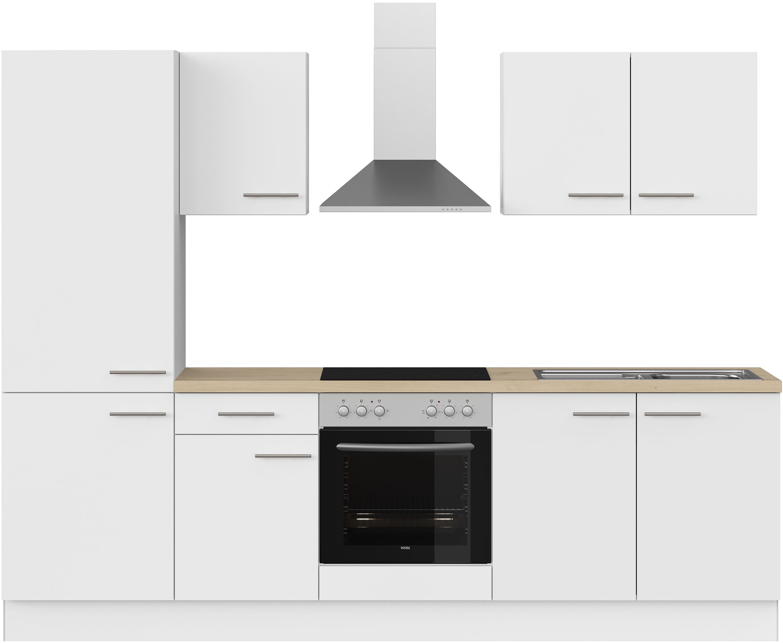 IMPULS KÜCHEN Küchenzeile "Tirana", Ausrichtung wählbar, Schubkästen mit Soft-Close, vormontiert, wahlweise mit E-Geräten, mit Vollauszug, Breite 270 cm