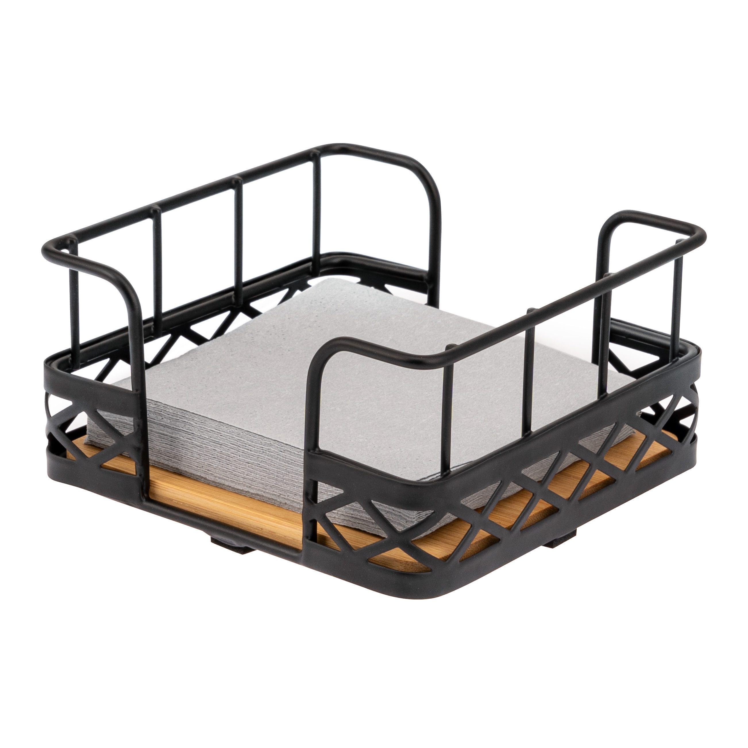 bremermann Serviettenhalter für 25x25 Servietten, aus Bambus mit Metallrand, Bambus, Metall, (1-tlg)