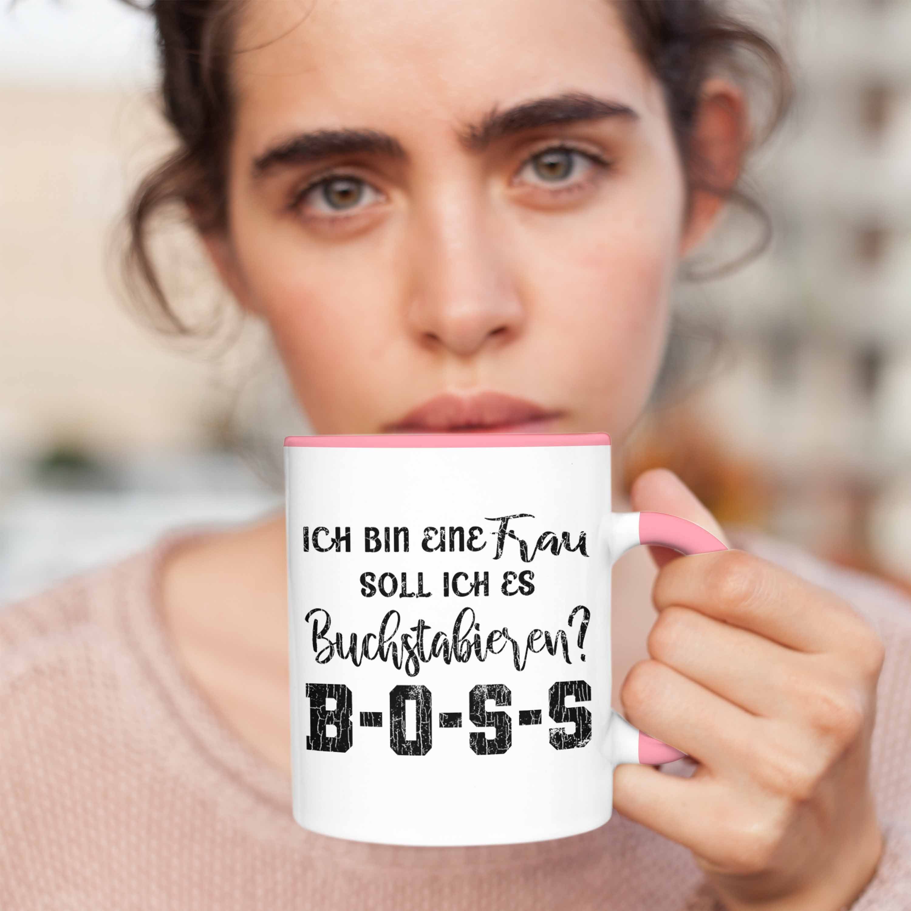 Trendation Tasse Trendation Lustige Frau Frauen Mama Tasse Spruch Kaffeetasse - Rosa Boss mit Geschenk Spruch Sprüche