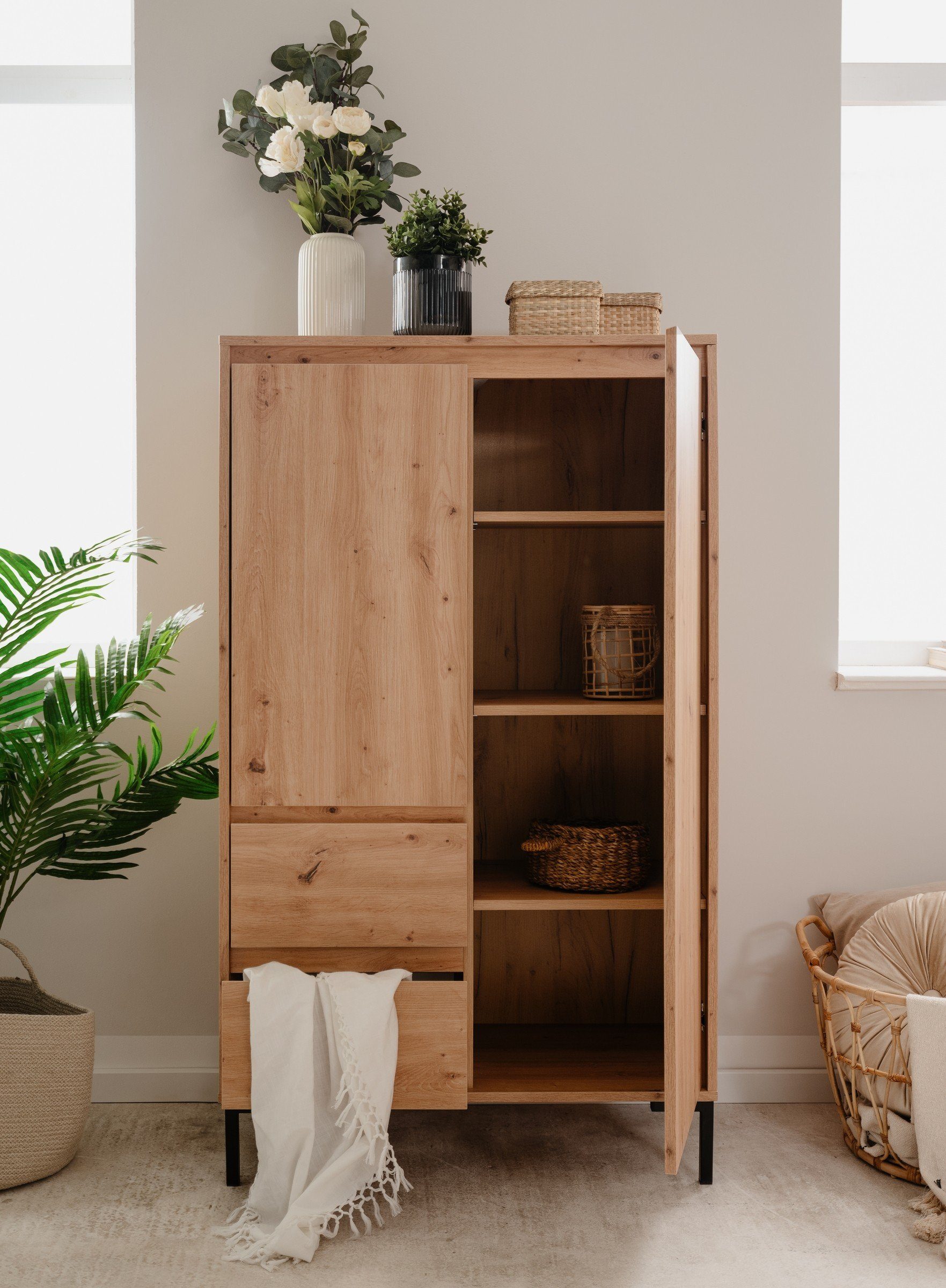 freiraum Highboard Korsika (BxHxT: 81x139x40 cm), in Dekor Artisan Oak