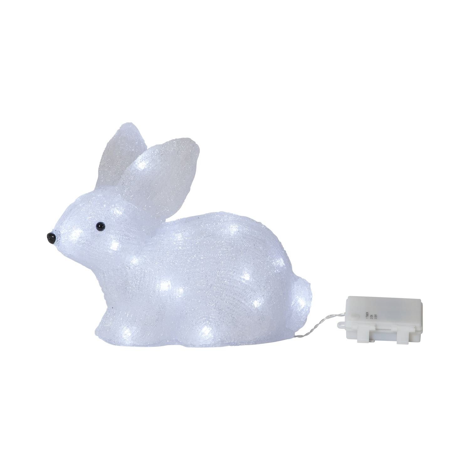 STAR TRADING LED Dekolicht Winterleuchte Crystalo, Outdoor Weihnachtsleuchte,Crystalo', Schneehase, 30 LEDs, Batterien +