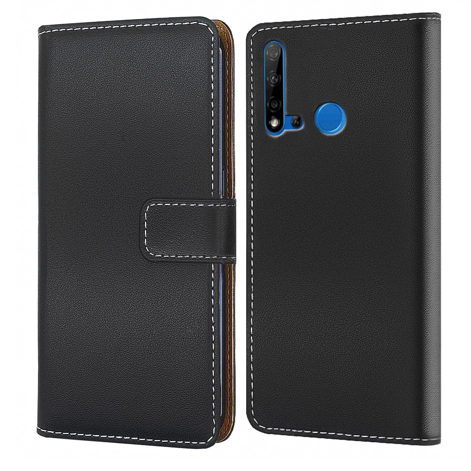 Numerva Handyhülle Bookstyle Handytasche für Huawei P20 Lite 2019, Schutzhülle Klapphülle Flip Cover Schwarz