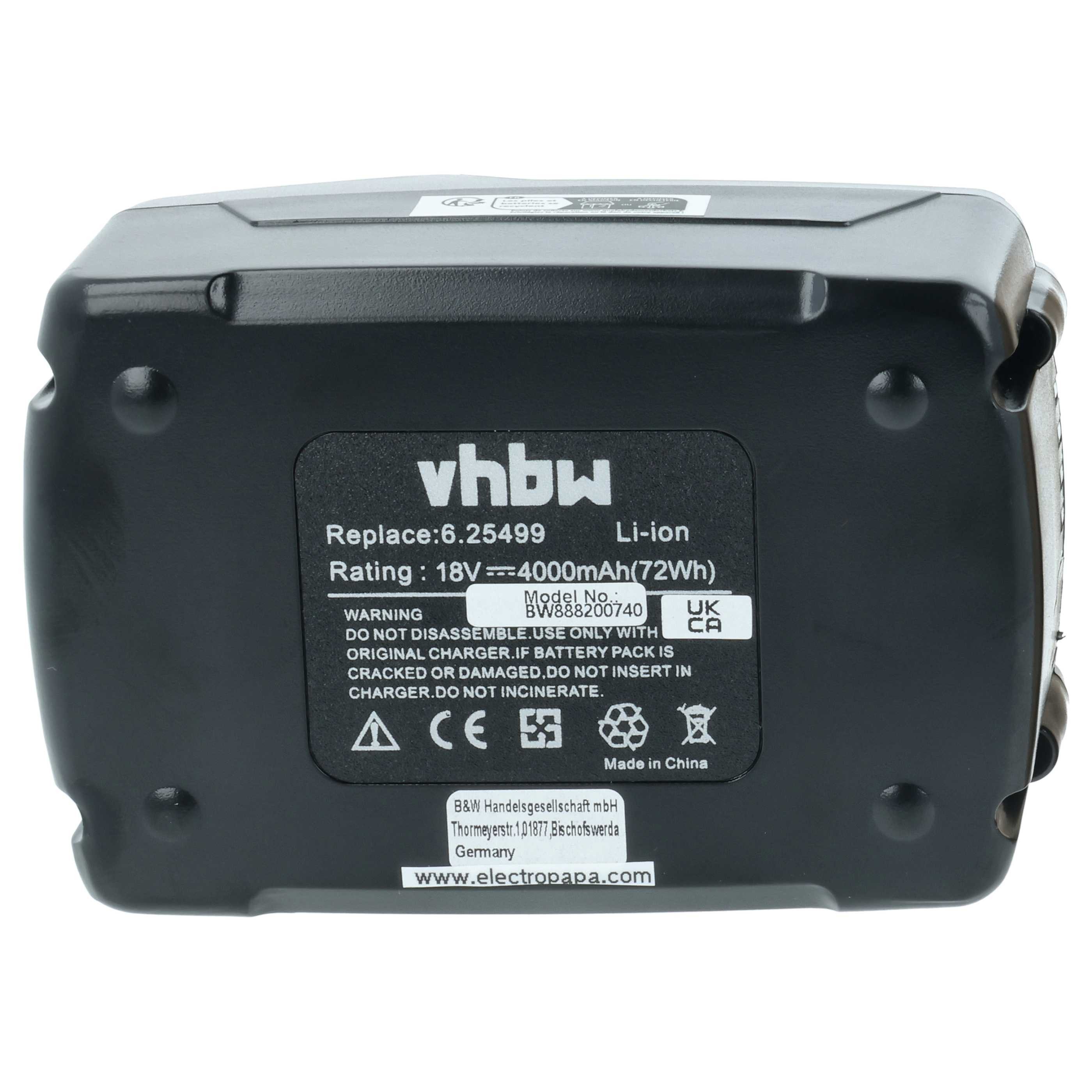 vhbw Akku passend für Birchmeier BM 1035 AC1, BM 1035 AC2, AS 1200 AC2, AS Akku Akku Li-Ion 4000 mAh (18 V, 2 St), Leistungsfähige Austausch-Akkus für Werkzeug Powertools wie