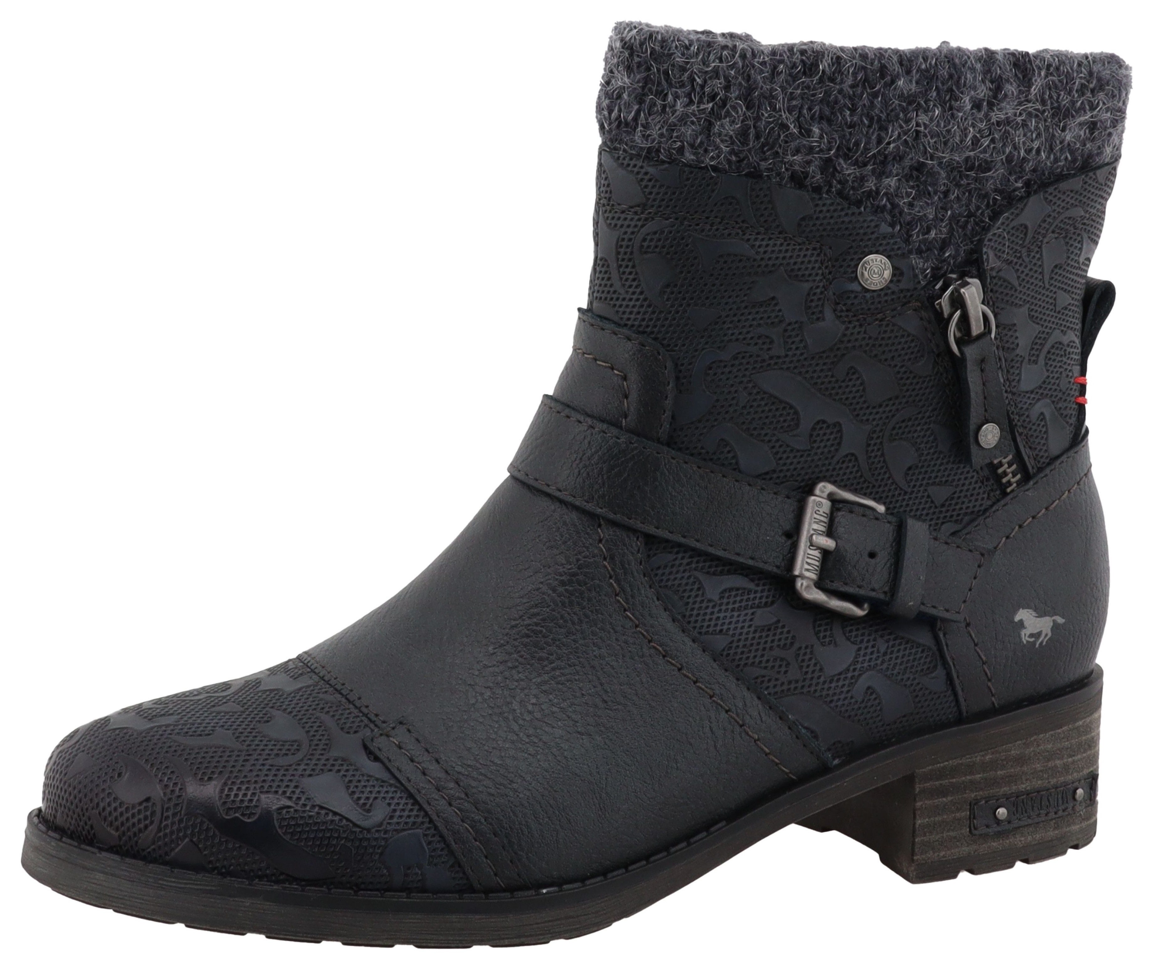 Mustang Shoes Fabienne Winterstiefelette Biker Boots mit Blockabsatz und Zi günstig online kaufen