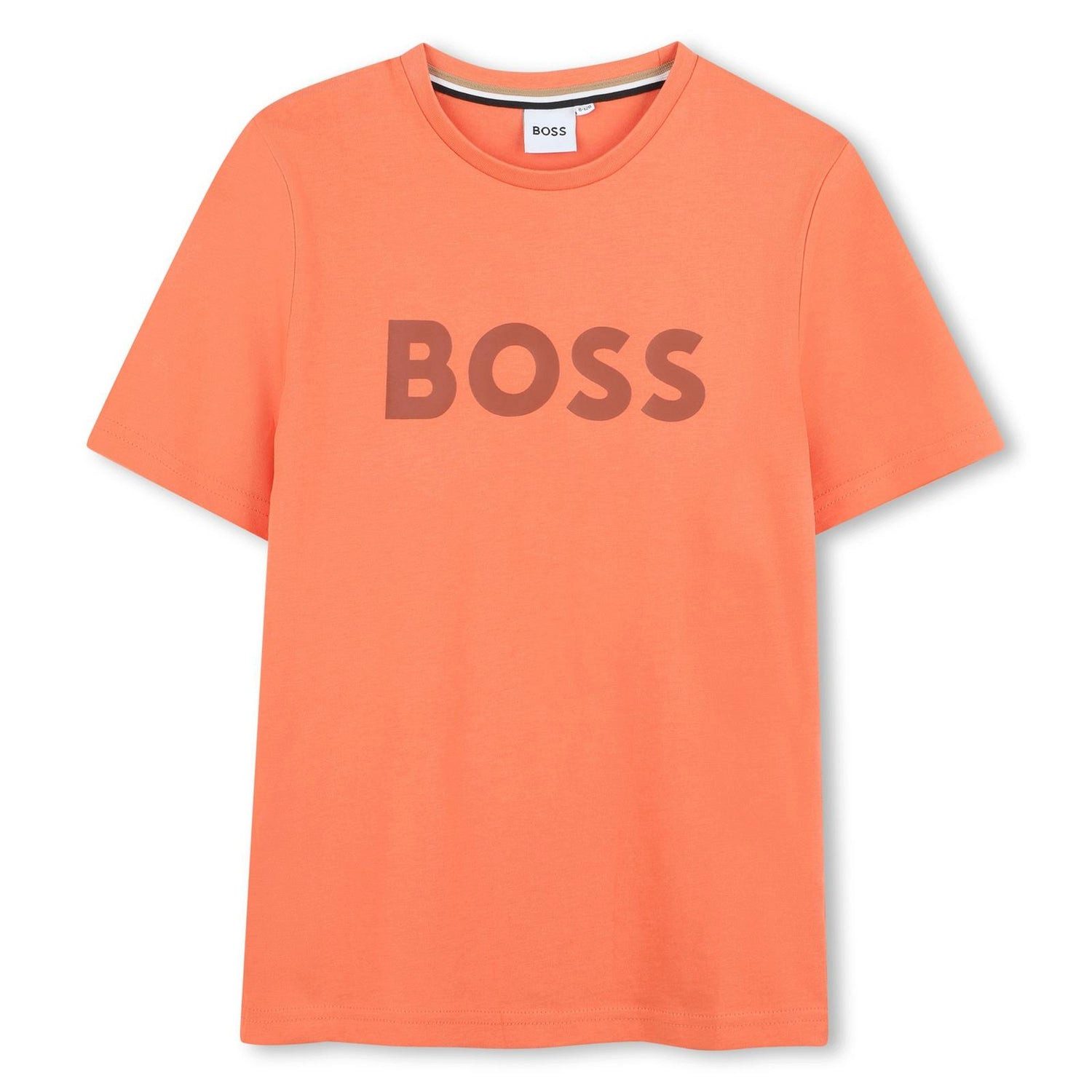 Boss Kidswear T-Shirt BOSS Kids Kurzarm T-Shirt orange mit braunem Logo