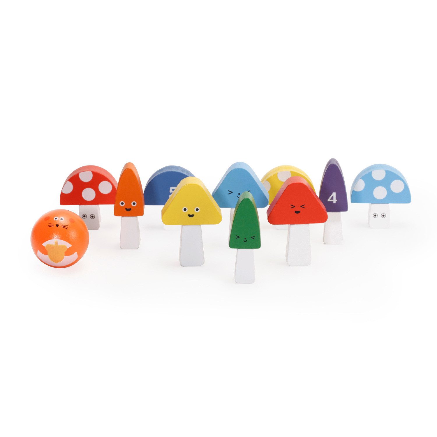 Kikkerland Spiel Mini Pilze Bowling mit 10 Kegeln