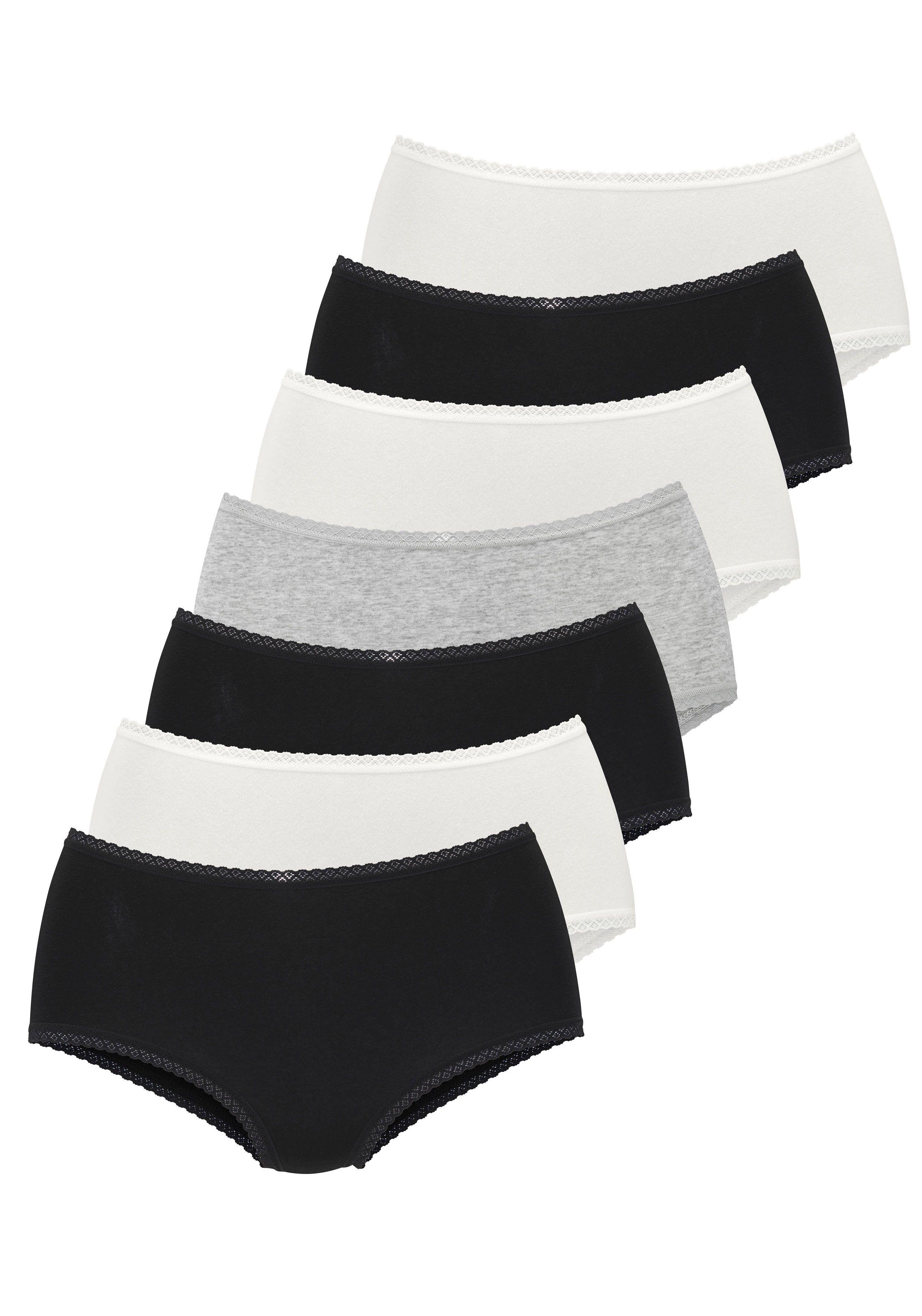 Vivance by Lascana Taillenslip (7er-Pack) aus weicher Baumwollqualität mit feiner Spitzeneinfassung