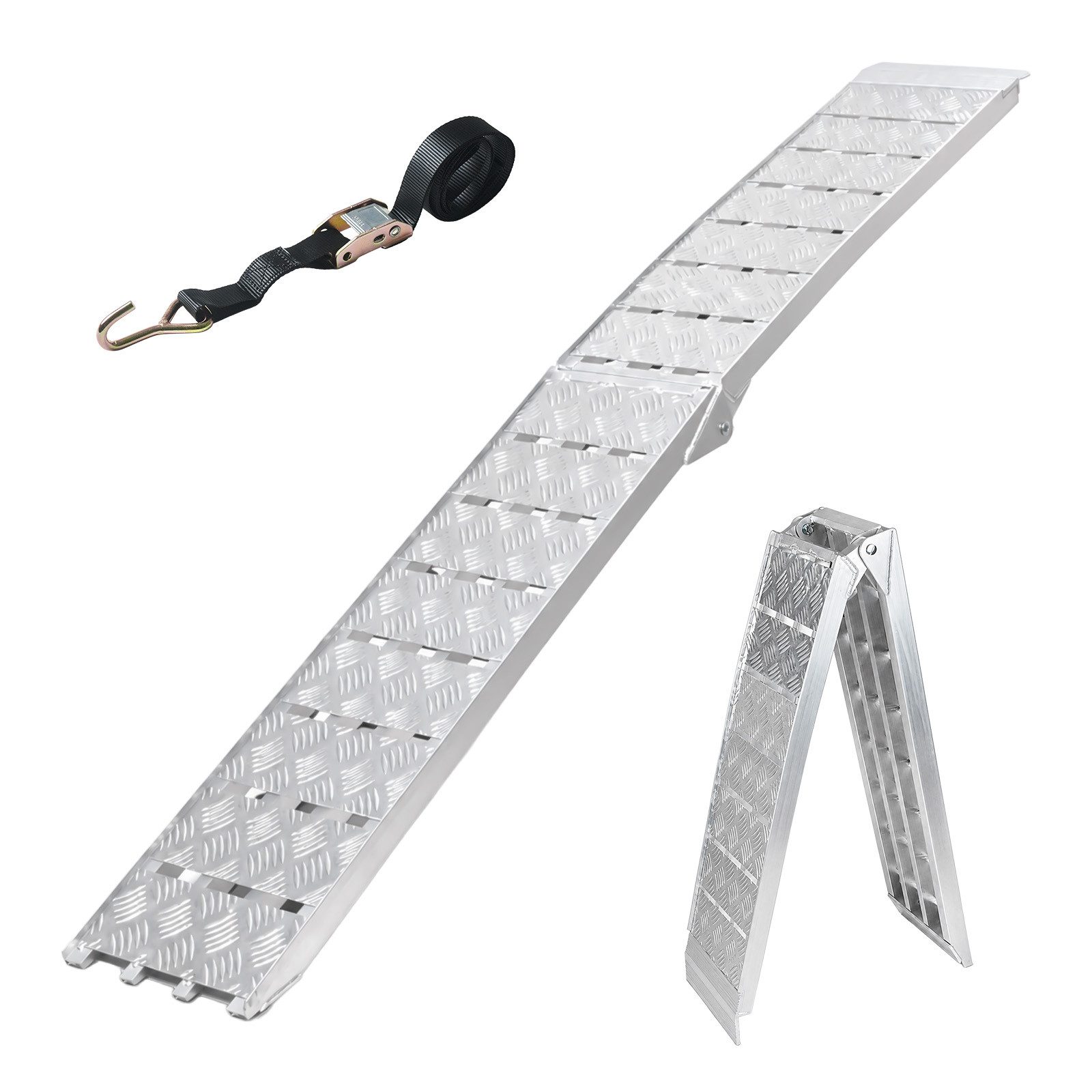 TRUTZHOLM Auffahrrampe klappbar 226 cm Alu 680 kg geriffelte Oberfläche Motorradrampe Rampe (1-St., Inkl. Spanngurt), stabile Konstruktion, hochwertige Verarbeitung, kompakte Bauweise