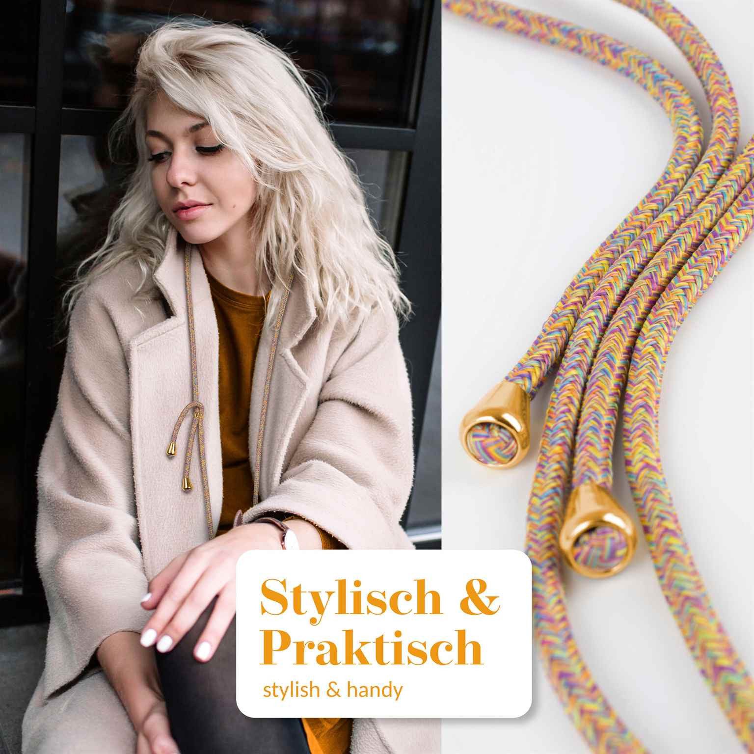 moex Handykette für Nothing Phone (3a) Pro Handyband ohne Hülle Unleash Bunt 6,77 Zoll, Umhängeband mit Karabiner Handy Kette zum Umhängen Band abnehmbar