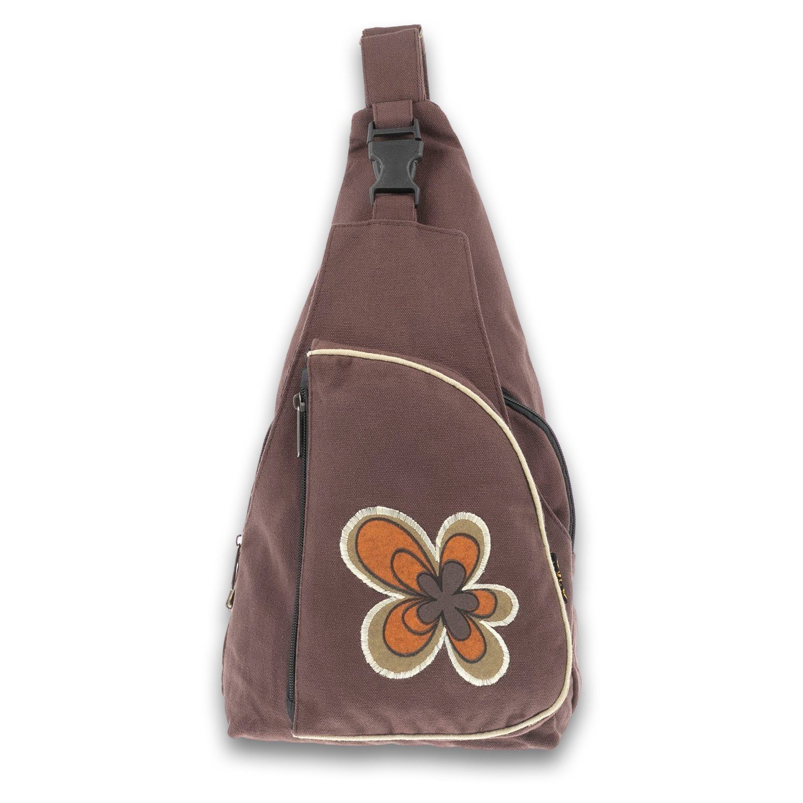 KUNST UND MAGIE Schultertasche Kunst&Magie Bodybag Hippie Rucksack Schultertasche Braun M Slingbag Flower