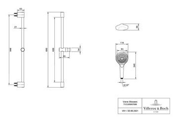 Villeroy & Boch Duschsystem Verve Showers, Höhe 69 cm, 3 Strahlart(en), Duschgarnitur mit drei Strahlarten - Brushed Gold