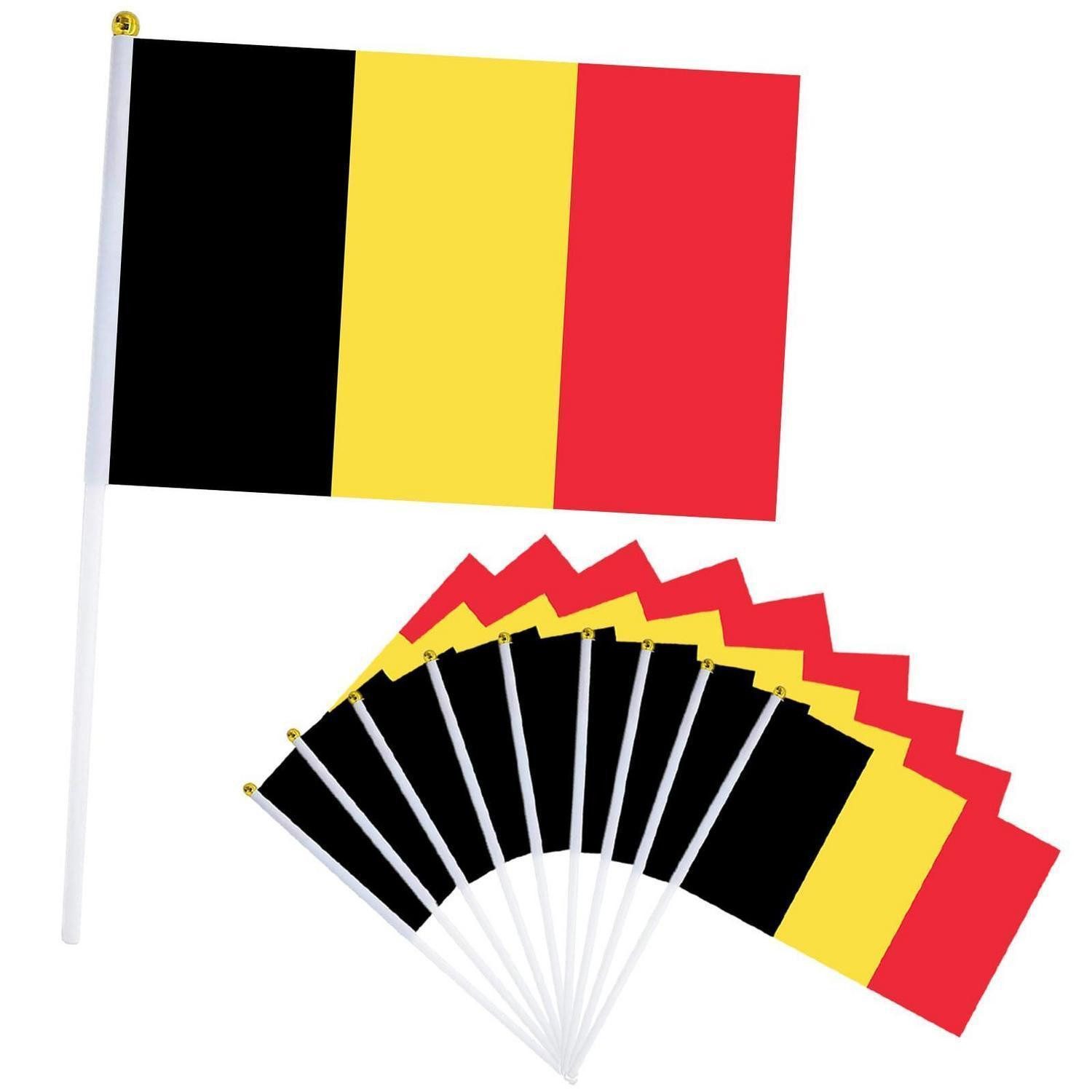 LuxusKollektion Flagge Belgien Flaggen Set 10er Mini Handfahnen 14x21cm