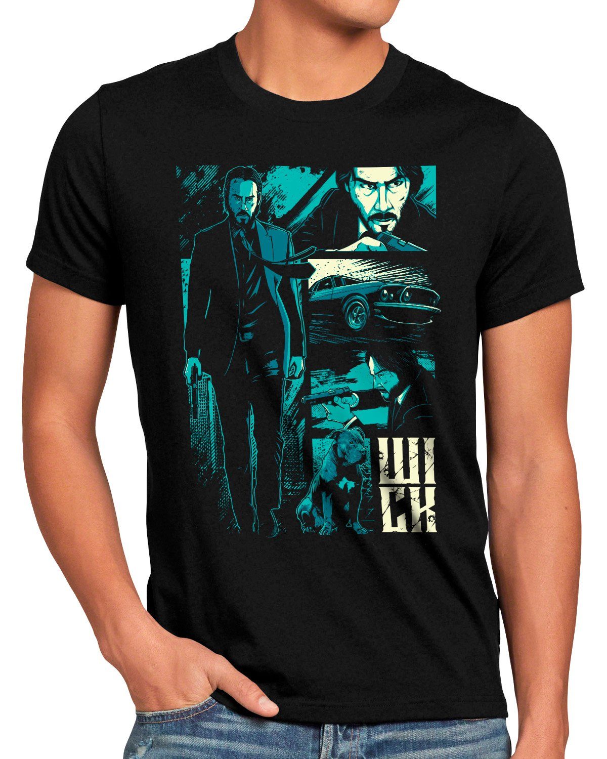 style3 Print-Shirt Herren T-Shirt Get Him john wick keanu reeves 2 3 4 5 6 blu-ray dvd