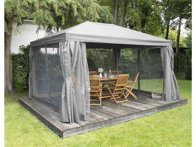 bellavista - Home&Garden® Pavillon Aluminium-Stahl Pavillon 3x4m Deluxe grau, mit 4 Seitenteilen, inkl. Moskitonetz