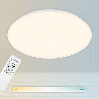 Briloner Leuchten LED Deckenleuchte »3328-016«, CCT-Farbtemperatursteuerung, dimmbar über Fernbedienung, inkl. Fernbedienung, Nachtlichtfunktion, weiß, Wohnzimmer, LED, Ø 49,5 x 7,5 cm