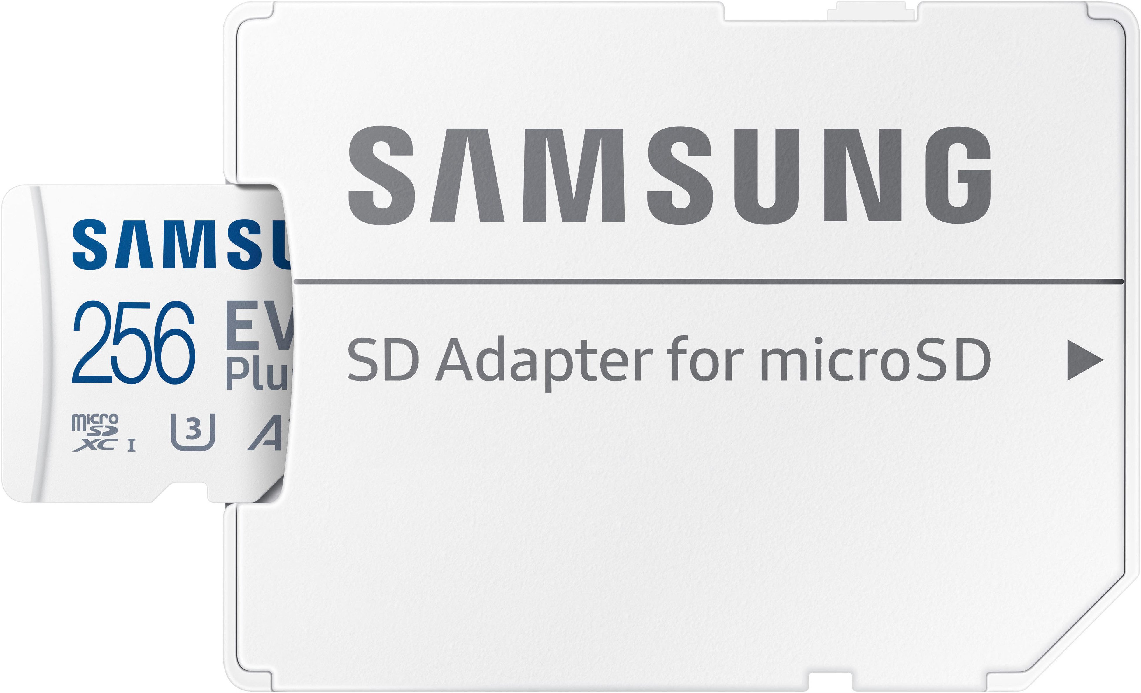 Samsung EVO Plus (2024) inkl. SD-Adapter Speicherkarte (256 GB, Video Speed Class 30 (V30)/UHS Speed Class 3 (U3), 160 MB/s Lesegeschwindigkeit)