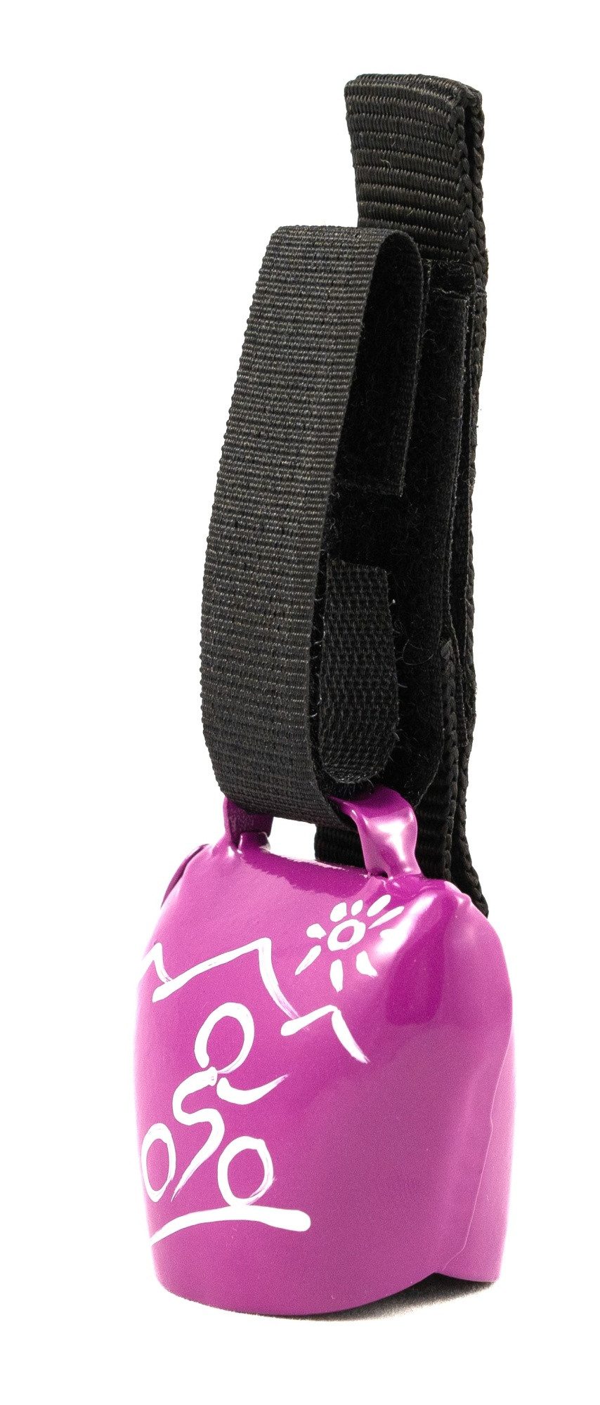 swisstrailbell Fahrradklingel fresh Colour: dark PINK mit weißem Mountainbiker, schwarzes Band