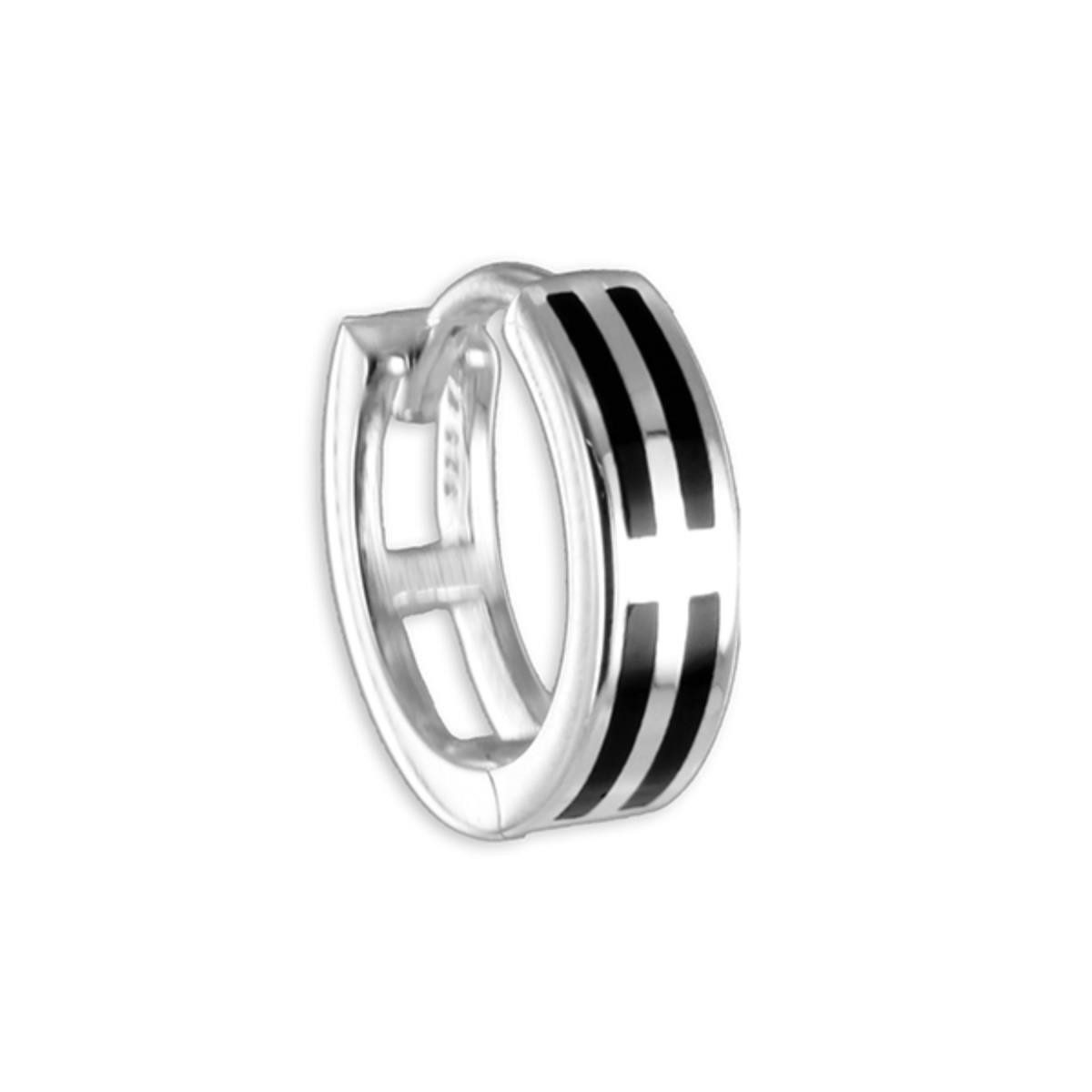 Order & Smile Schmuck Single-Creole Herren Ohrring: 925 Silber Creole mit Onyx