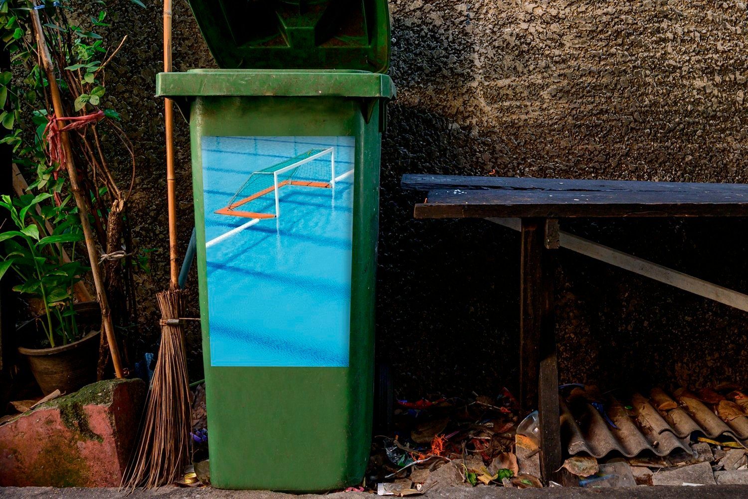 MuchoWow Wandsticker Wasserball-Tor (1 St), Abfalbehälter Mülleimer-aufkleber, Mülltonne, Container, Sticker