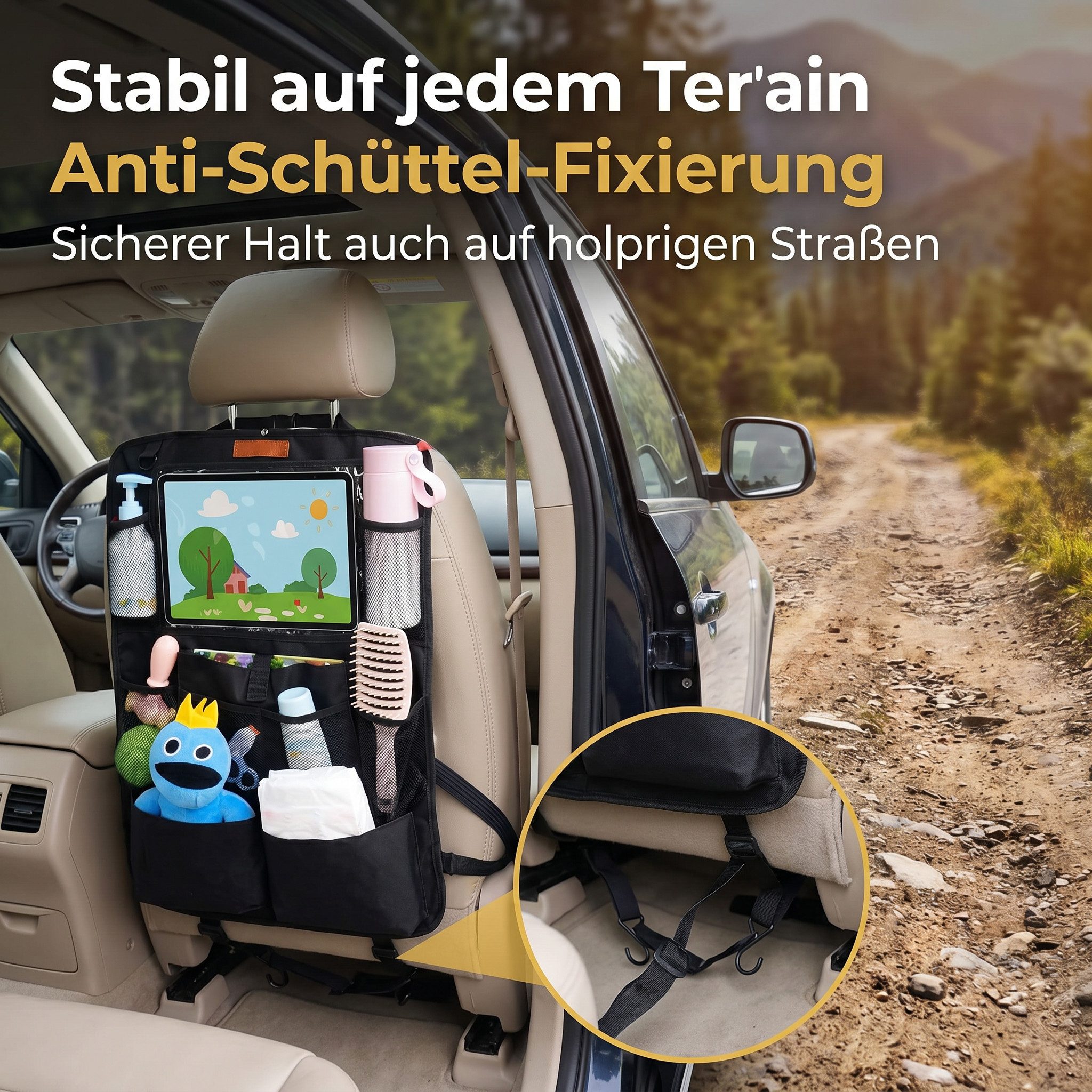 AIMAX Auto-Rückenlehnentasche Auto Organizer Kinder Rücksitz, Sitzschoner mit Taschen, Wasserdicht 600D Oxford