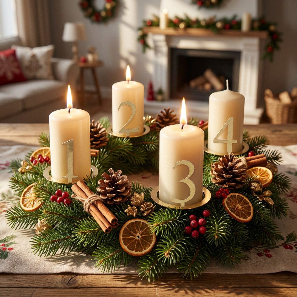 Posiwio Kerzenhalter Adventskranz-Kerzenringe mit Zahlen für stimmungsvolle, 4 Stück – Bild 2 von 5
