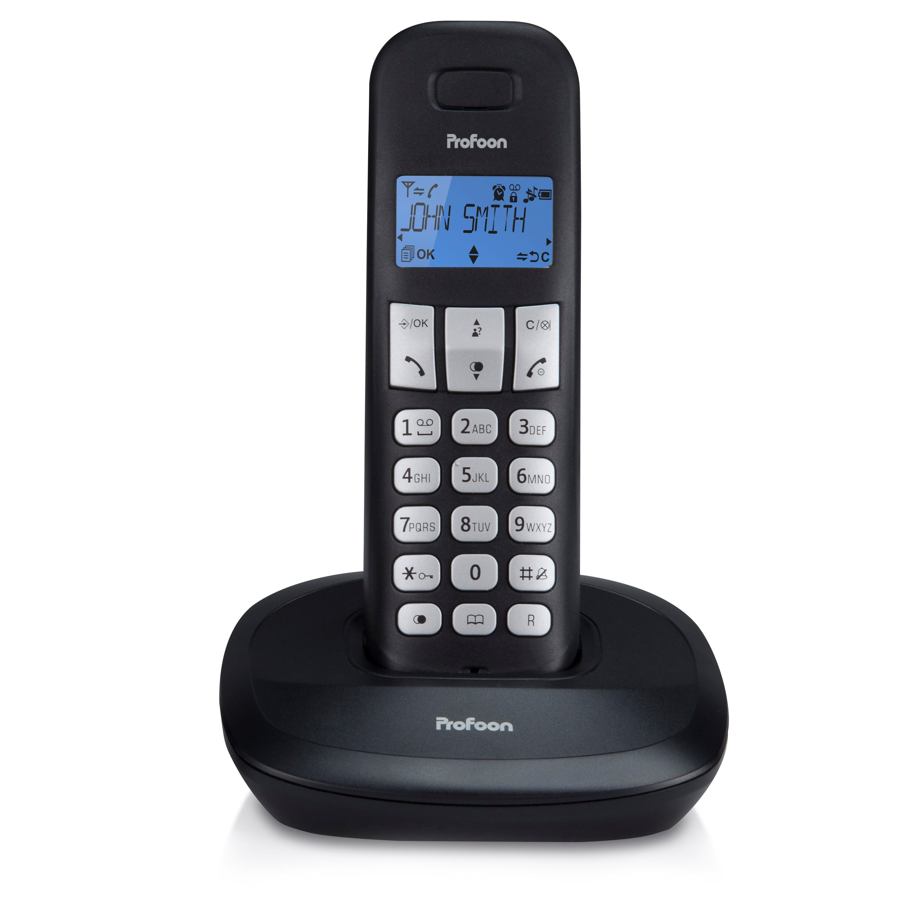 Profoon PDX-1100 Festnetztelefon (Mobilteile: erweiterbar 1-5, DECT-Telefon, erweiterbar, 50Nr. Speicher inkl. Basisstation & Zubehör)