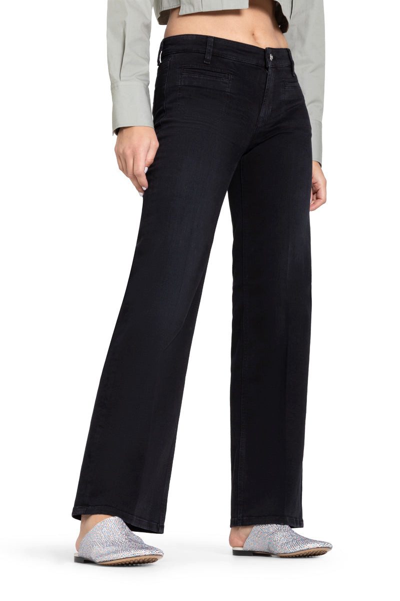 Cambio 5-Pocket-Jeans CAMBIO Jeans TESS WIDE LEG Mid Waist - Schwarz