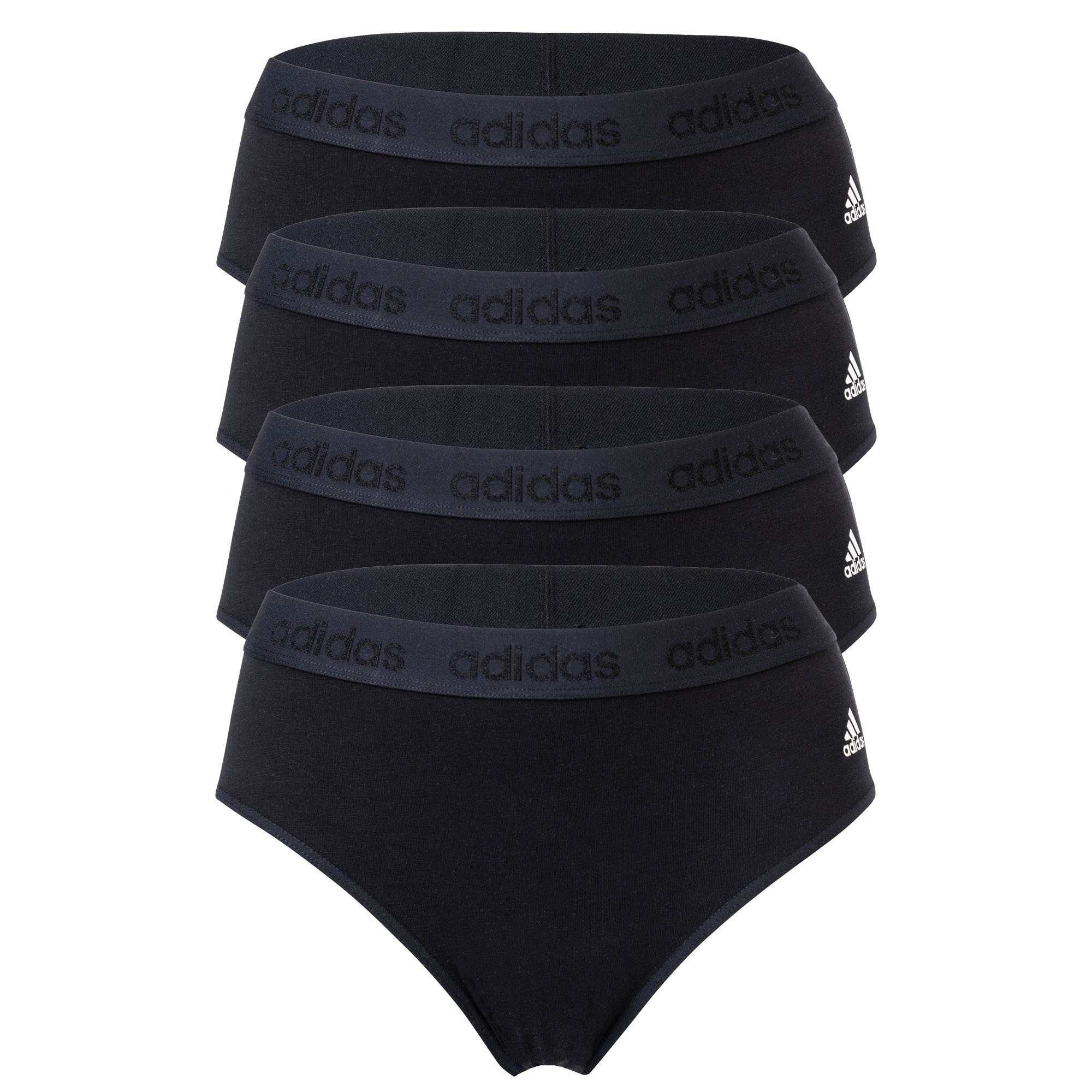 adidas Sportswear Slip Damen Slip, 4er Pack - Bikini Slip, Smart Cotton Schwarz