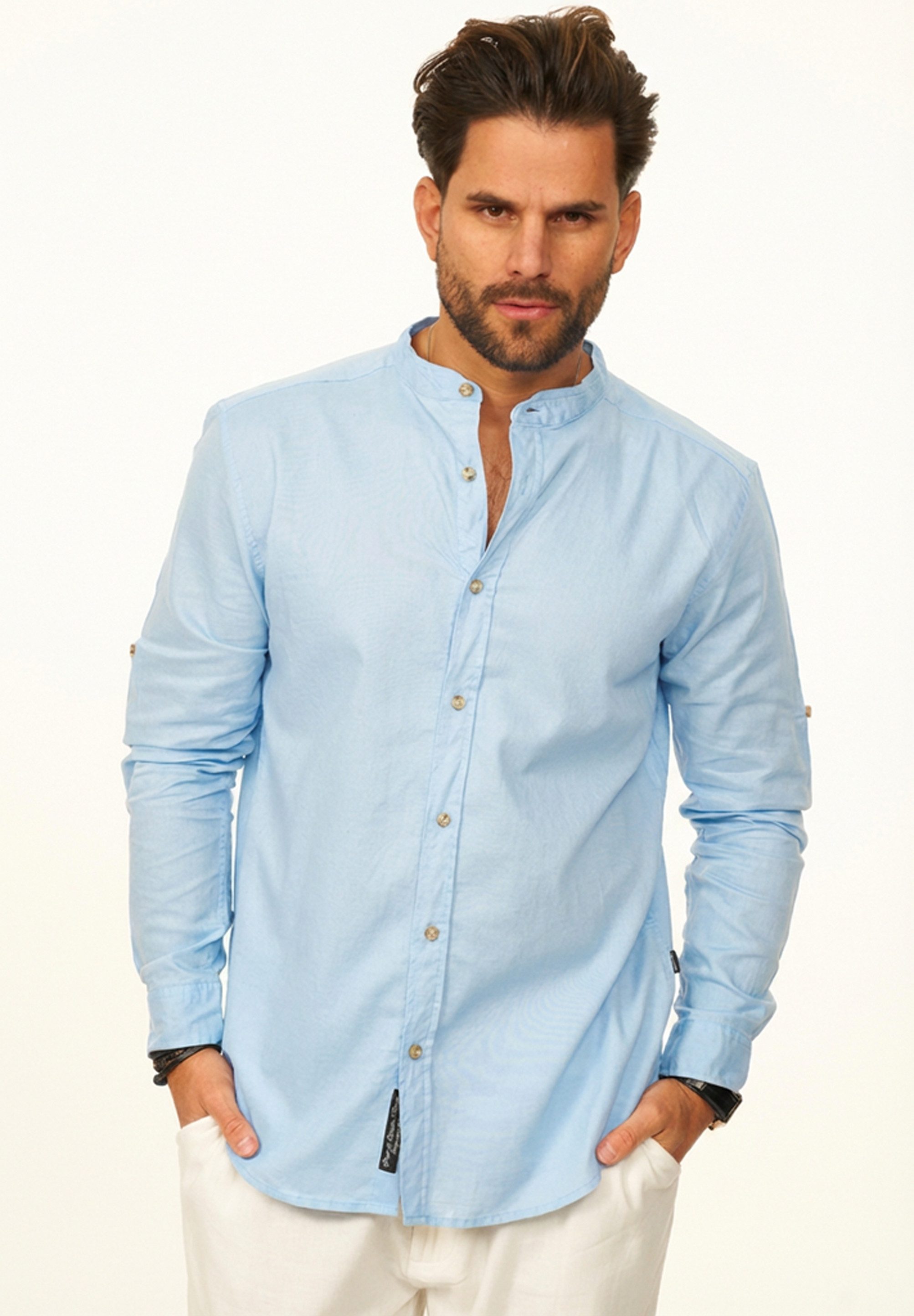 behype Langarmhemd aus Leinen im Regular-Fit Sommerhemd Herren Leinenhemd F günstig online kaufen