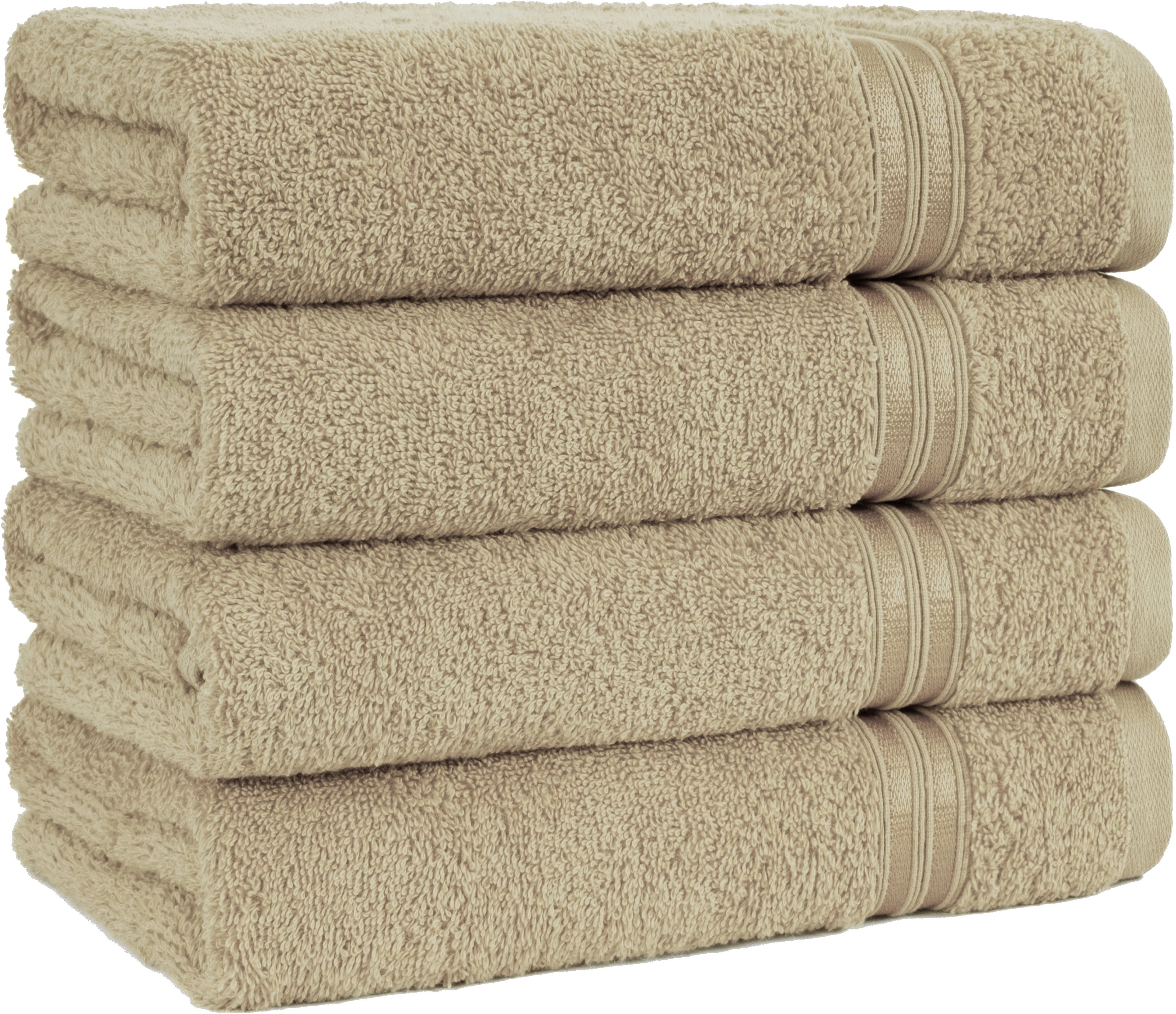 HAMMETEX Handtuch Set 4er Set Handtücher 50x100 cm, 100% Baumwolle, Weich & Saugstark, Frottier (Set, 4-St), mit Bordüre, einfarbig, weich