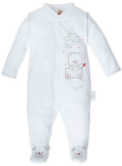 Makoma Schlafoverall Baby Schlafstrampler Schlafanzug Strampler mit Fuß Neutral Weiß