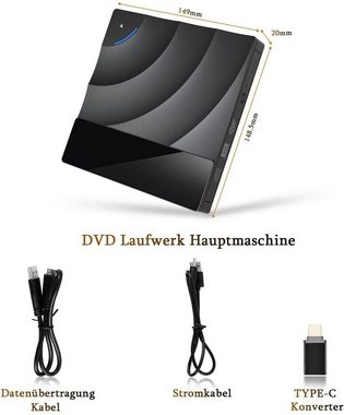 DOPWii External DVD Drive,Type-C Slim CD DVD RW Burner Drive DVD-Brenner