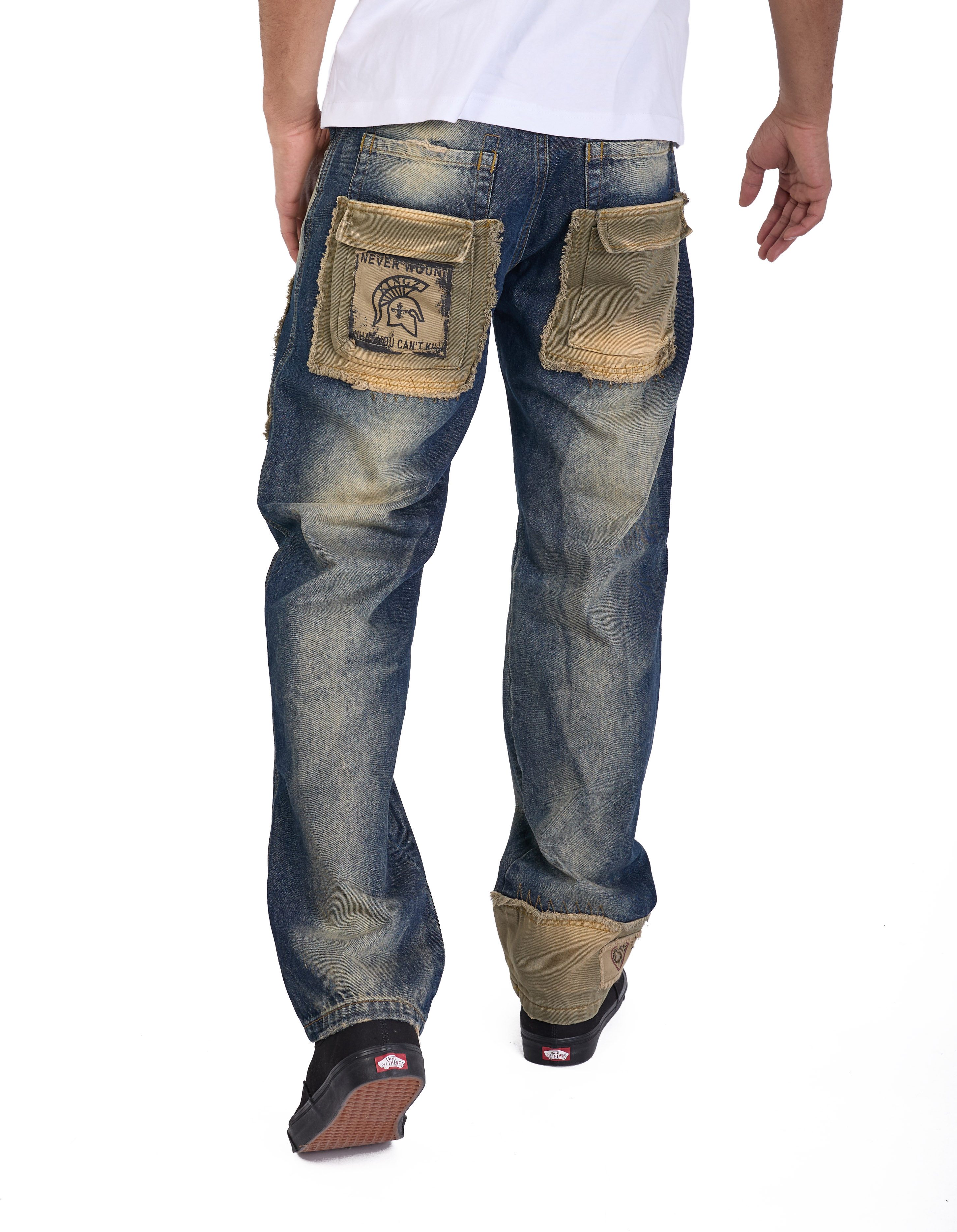 KINGZ Regular-fit-Jeans Herren Vintage Look Designer Jeans