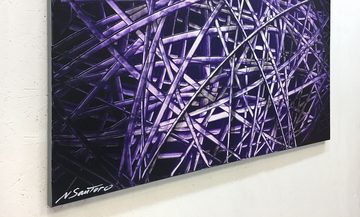 WandbilderXXL Gemälde Purple Lines 120 x 80 cm, Abstraktes Gemälde, handgemaltes Unikat