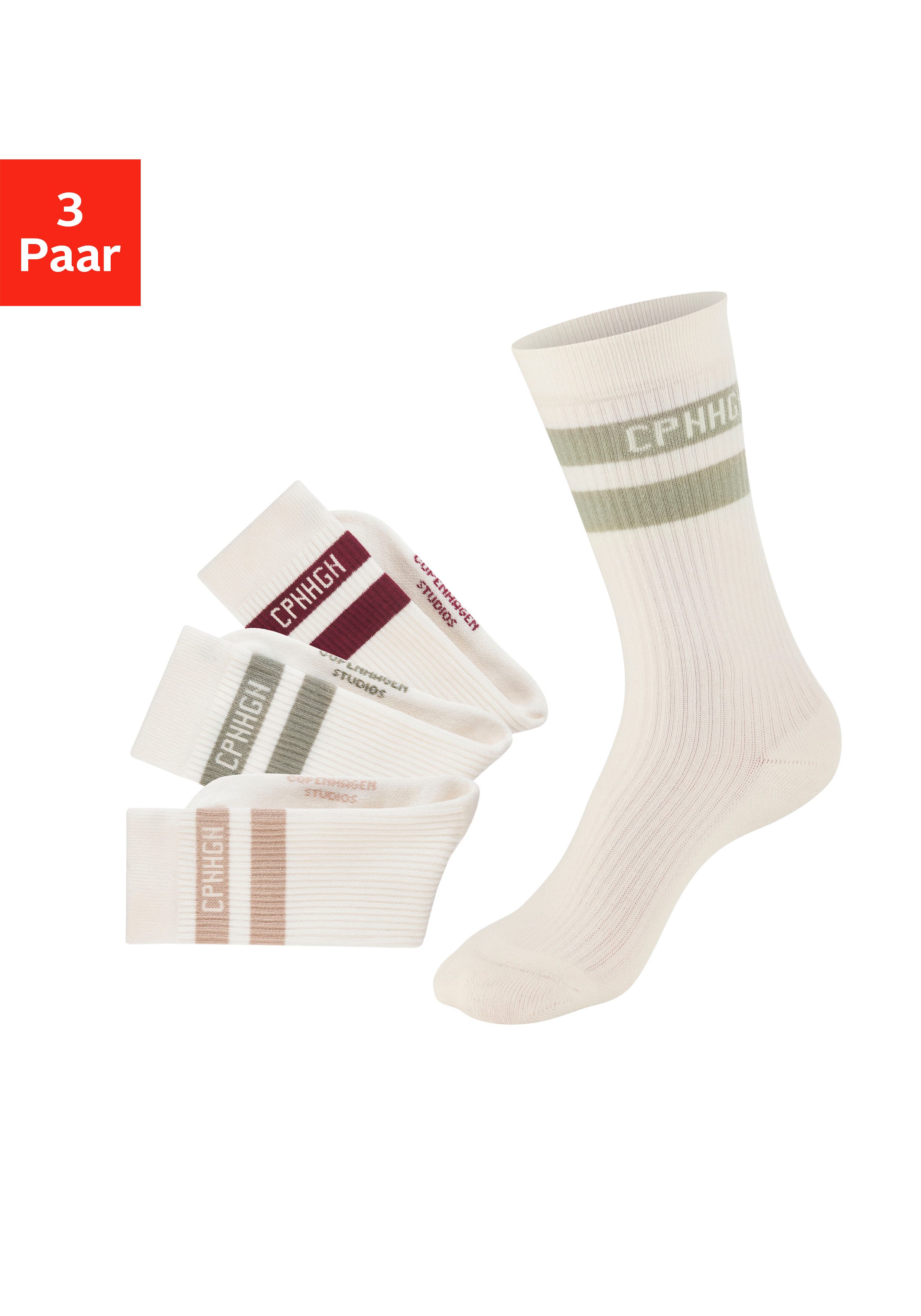 Copenhagen Studios Tennissocken (Packung, 3-Paar) mit Streifendesign und Vo günstig online kaufen