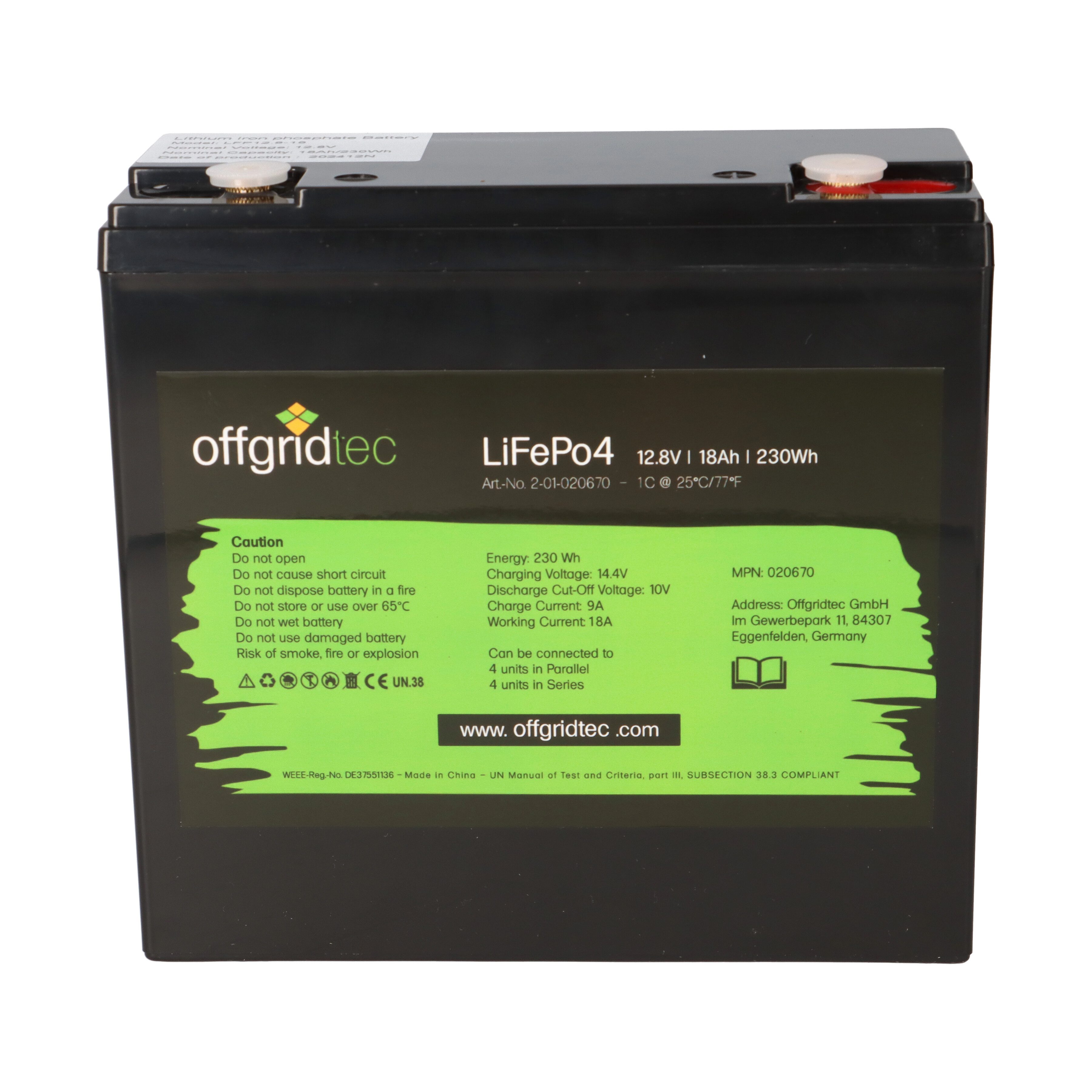 offgridtec Offgridtec LifePo4 Akku 12/18 12,8V 18Ah 224Wh Solarakkus