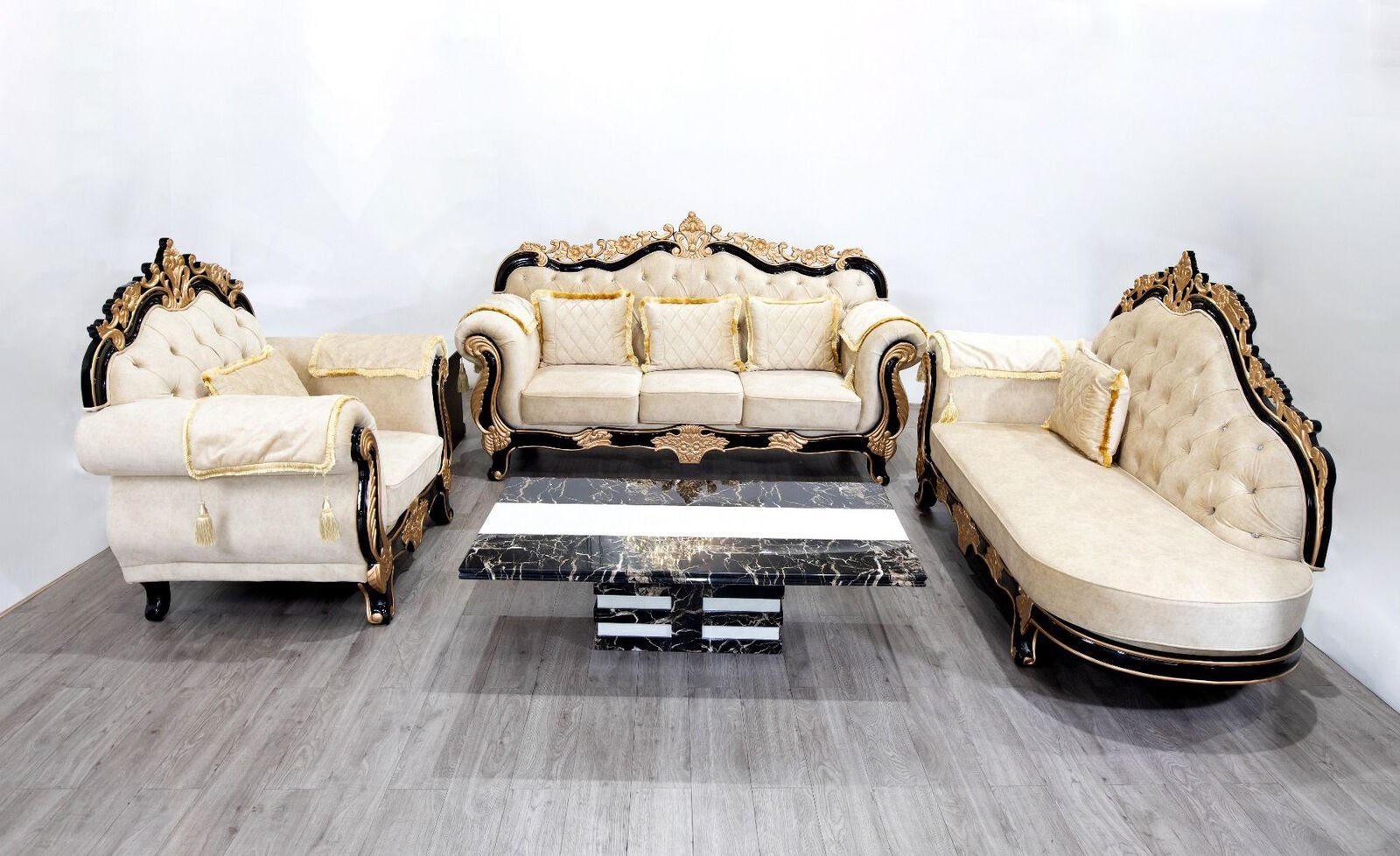 JVmoebel Chesterfield-Sofa Sofgarnitur Gruppe Barock Klassische Chesterfield Couch Stil