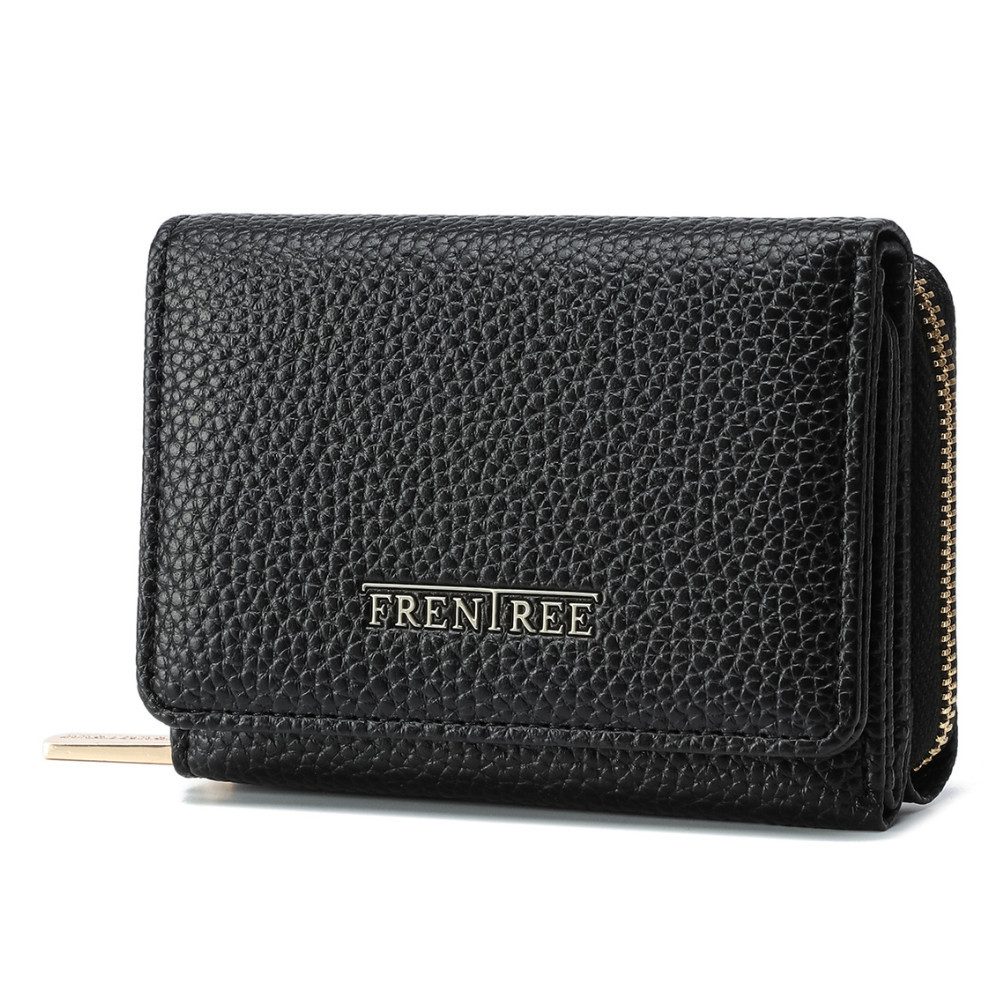 Frentree Geldbörse Damen klein Portemonnaie mit Reißverschluss RFID, 8 Karten, Scheinfach (Kompakte Brieftasche mit zwei separaten, großen Fächern für Dokumente), passt problemlos in Handtasche oder Hosentasche, elegant und praktisch