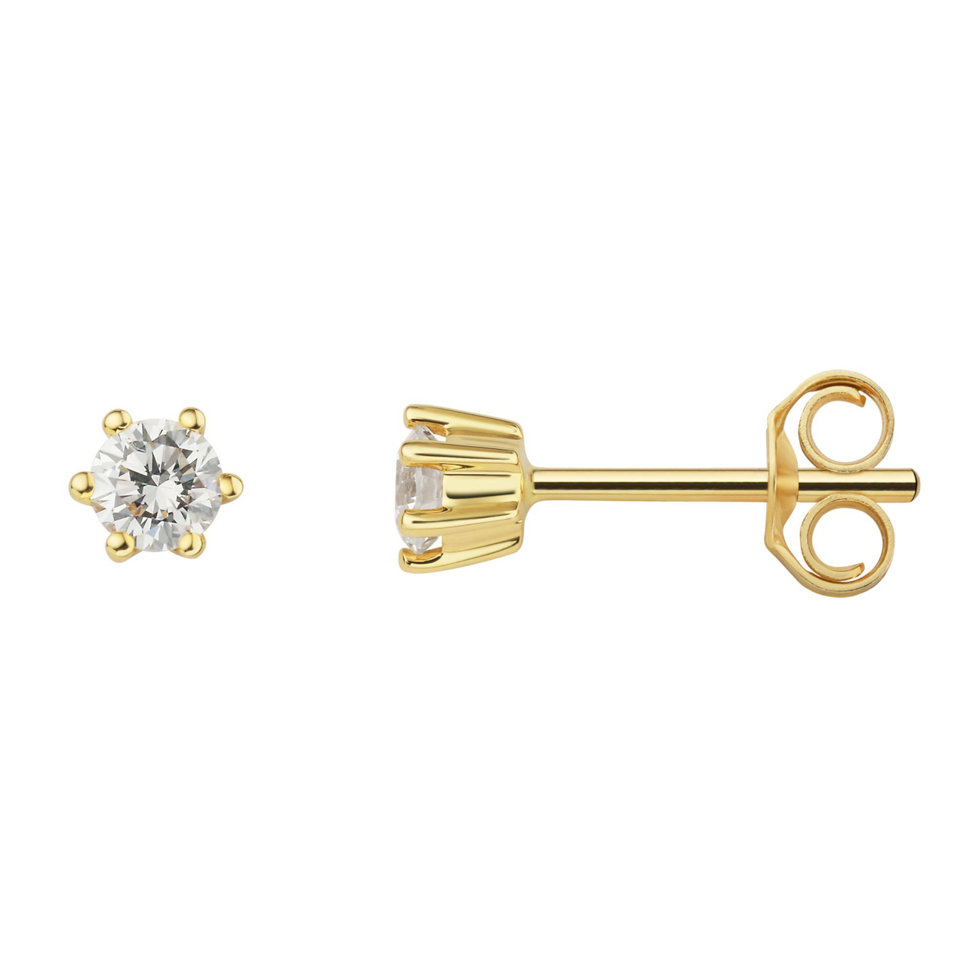 Gelbgold, Ohrringe Diamant Ohrstecker Gold aus Brillant Damen Paar 585 Schmuck ONE ELEMENT Ohrstecker 0.25 ct